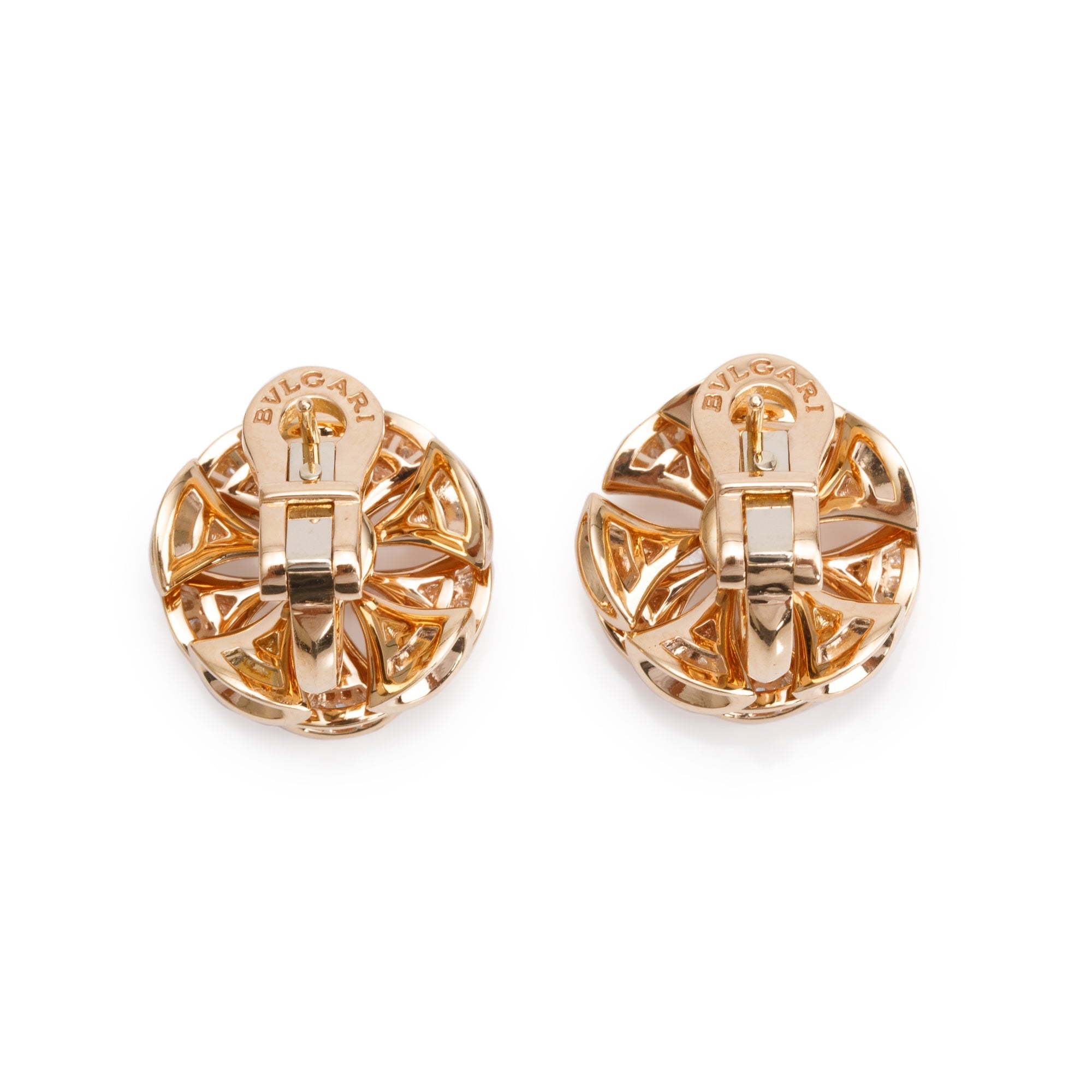 BVLGARI 18k Rose Gold Diva's Dream Diamond Flower Earrings w/ Box