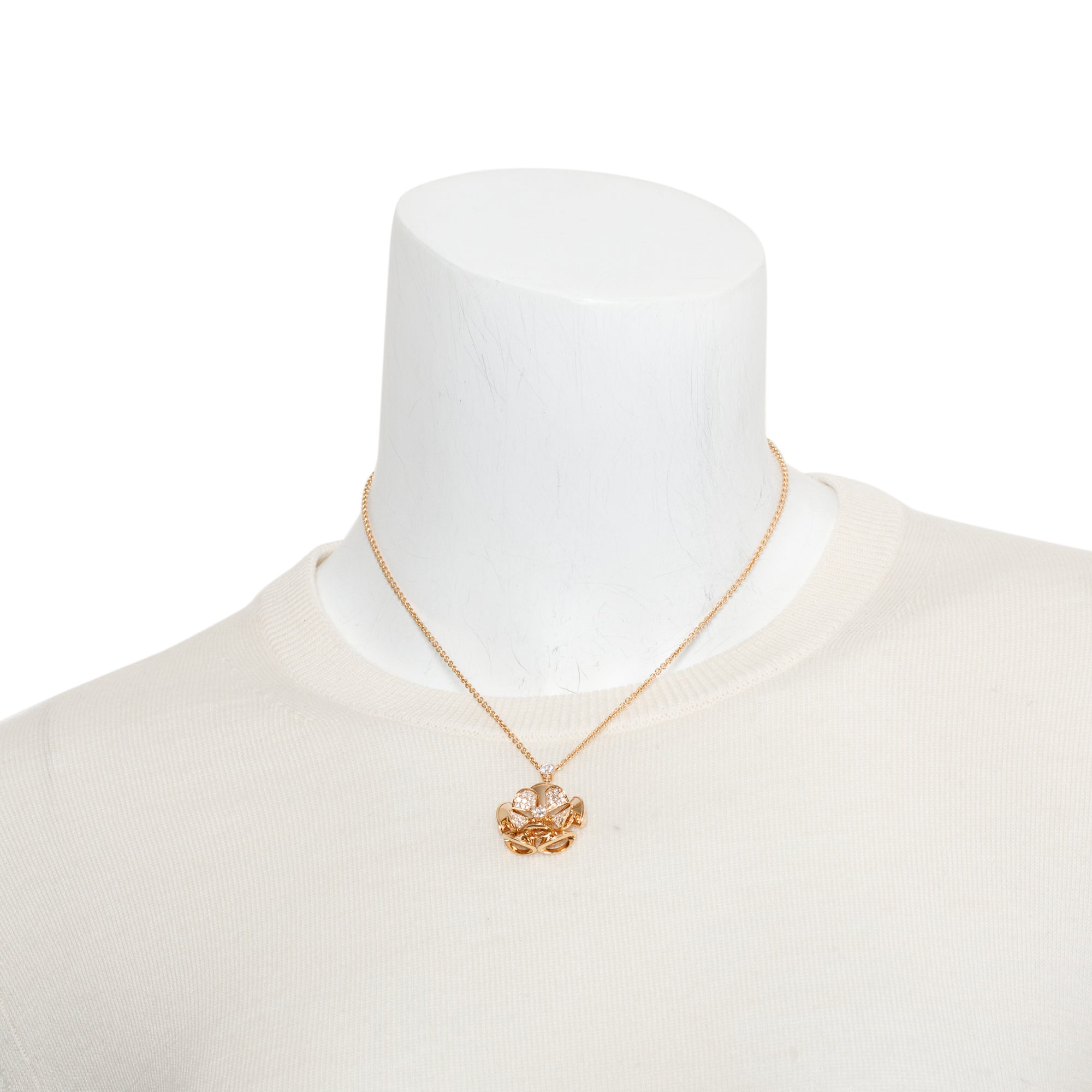 BVLGARI 18k Rose Gold Diva's Dream Diamond Flower Pendant Necklace