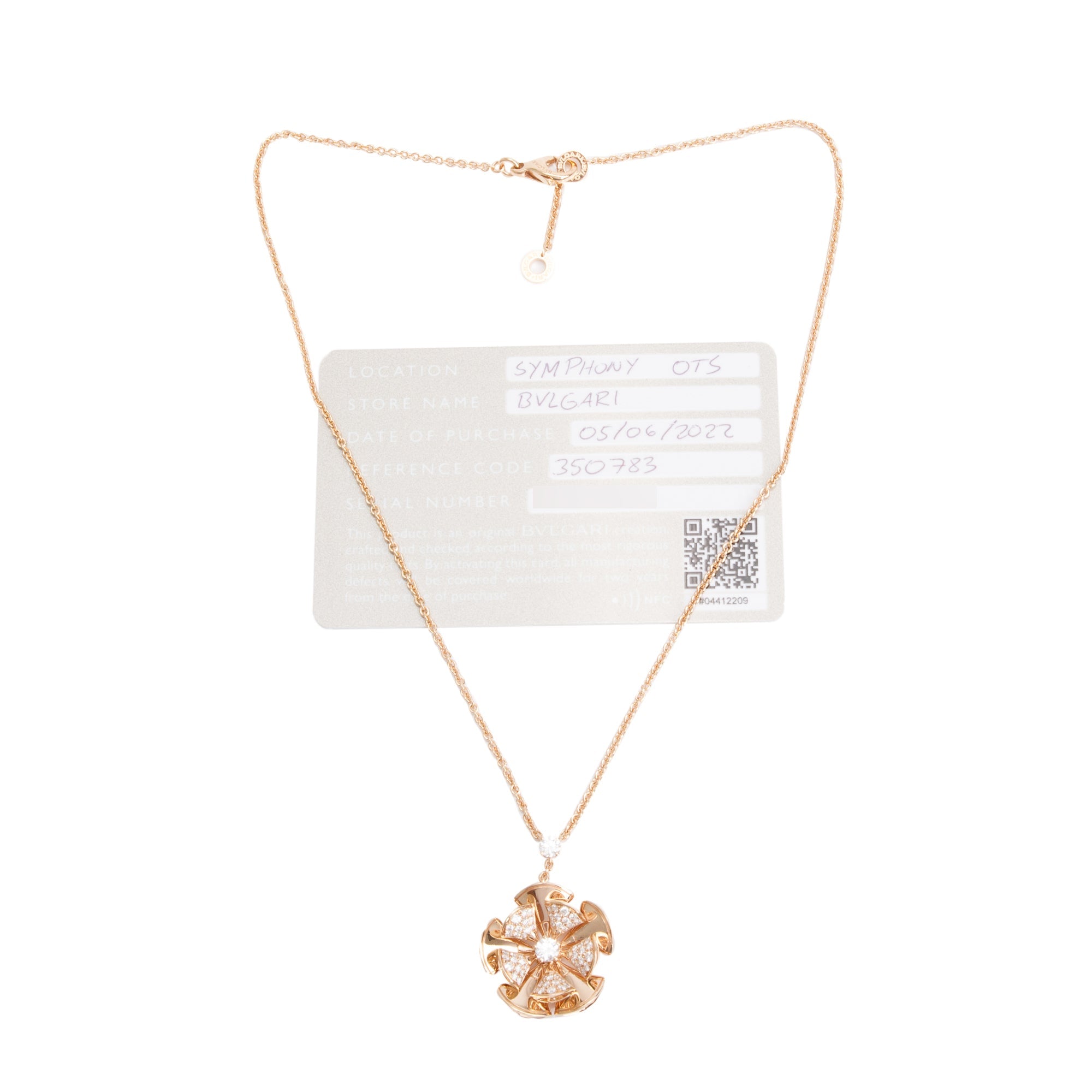 BVLGARI 18k Rose Gold Diva's Dream Diamond Flower Pendant Necklace