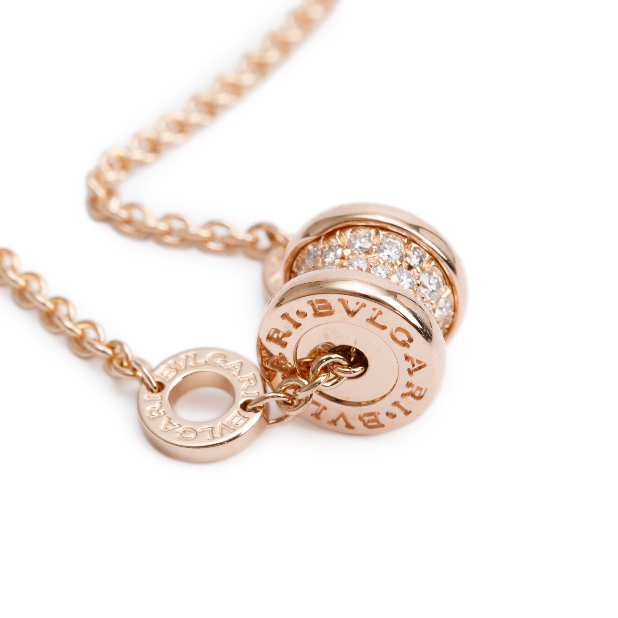 BVLGARI 18k Rose Gold Pave Diamond B.Zero1 Bracelet w/ Box, Receipt & Certificate