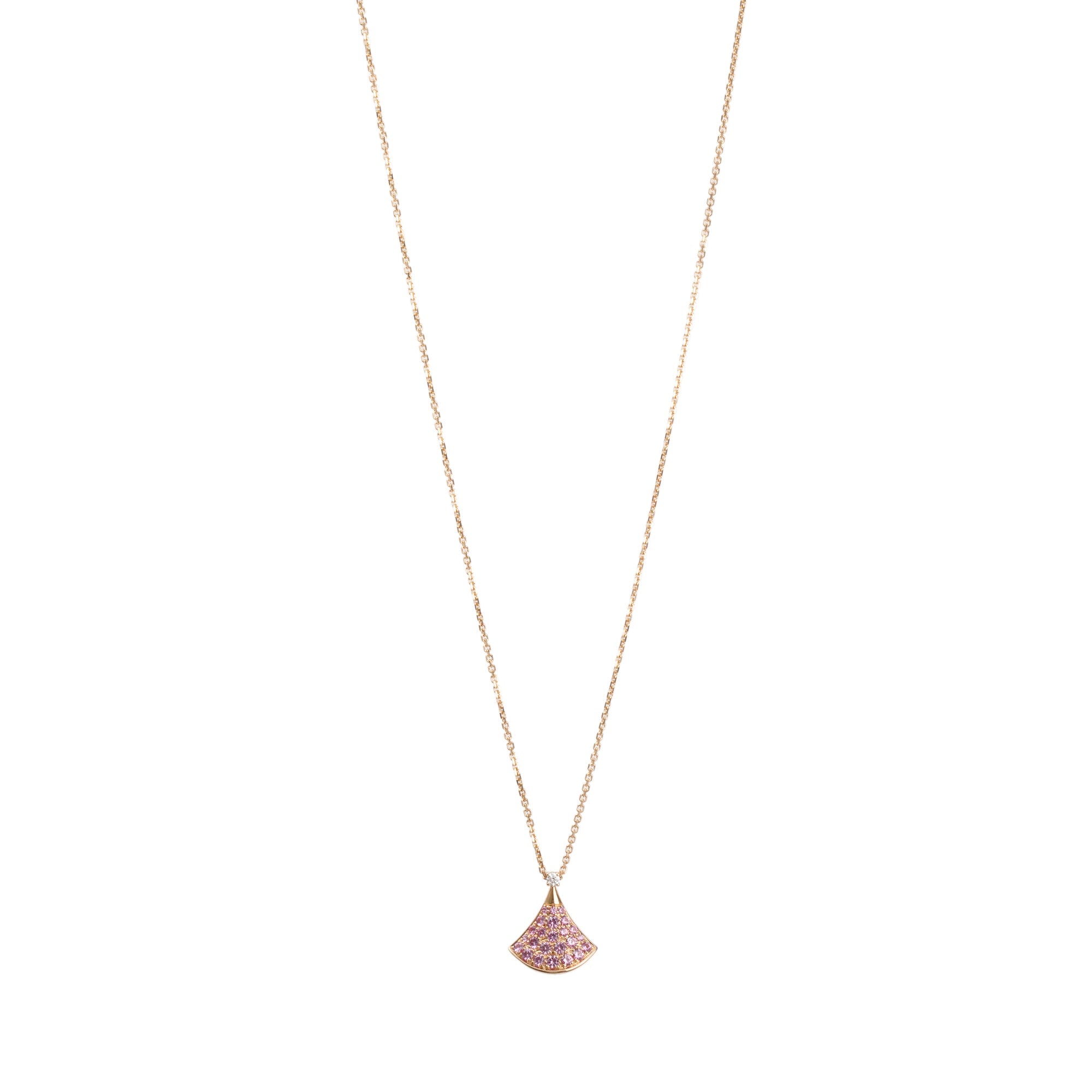 BVLGARI 18k Rose Gold Pink Sapphire & Diamond Diva's Dream Pendant Necklace