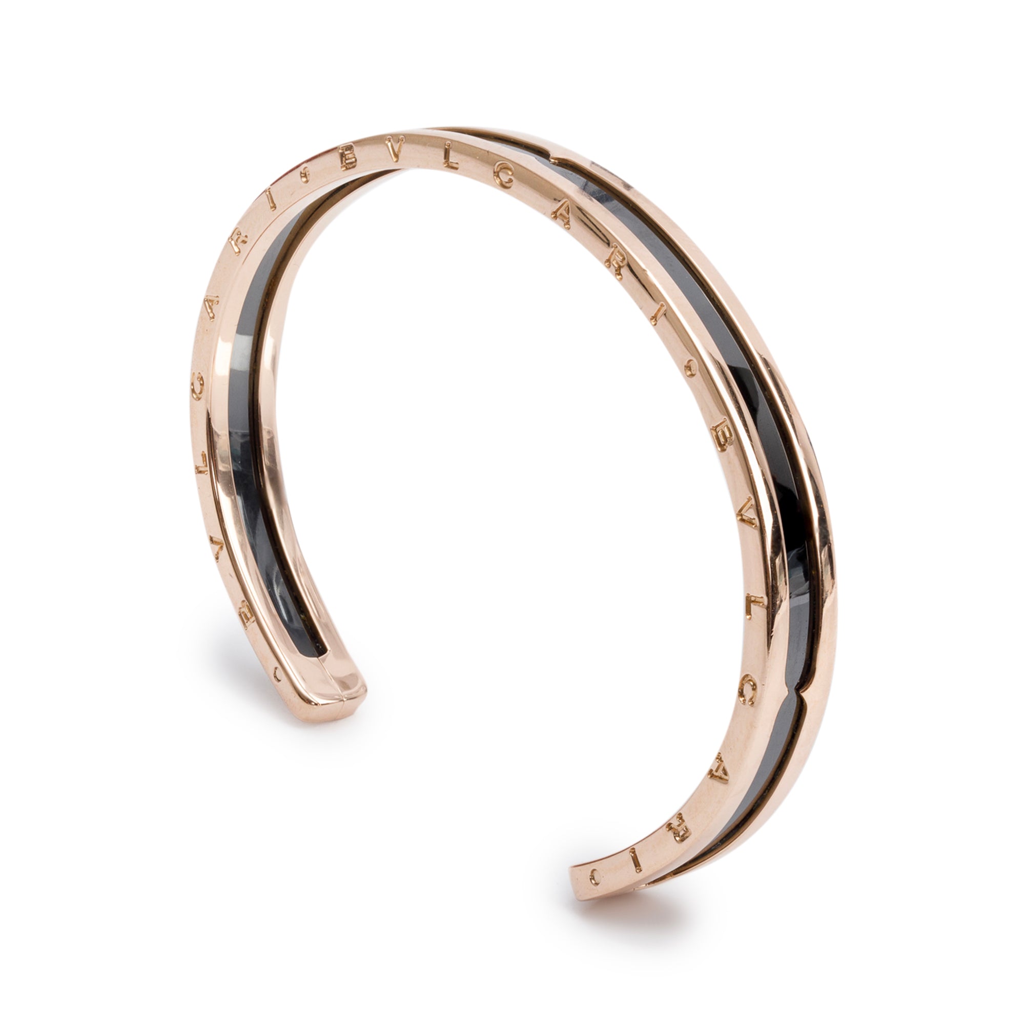 BVLGARI 18k Rose Gold & Steel B.Zero1 Cuff Bracelet, Size SM w/ Box & Certificate