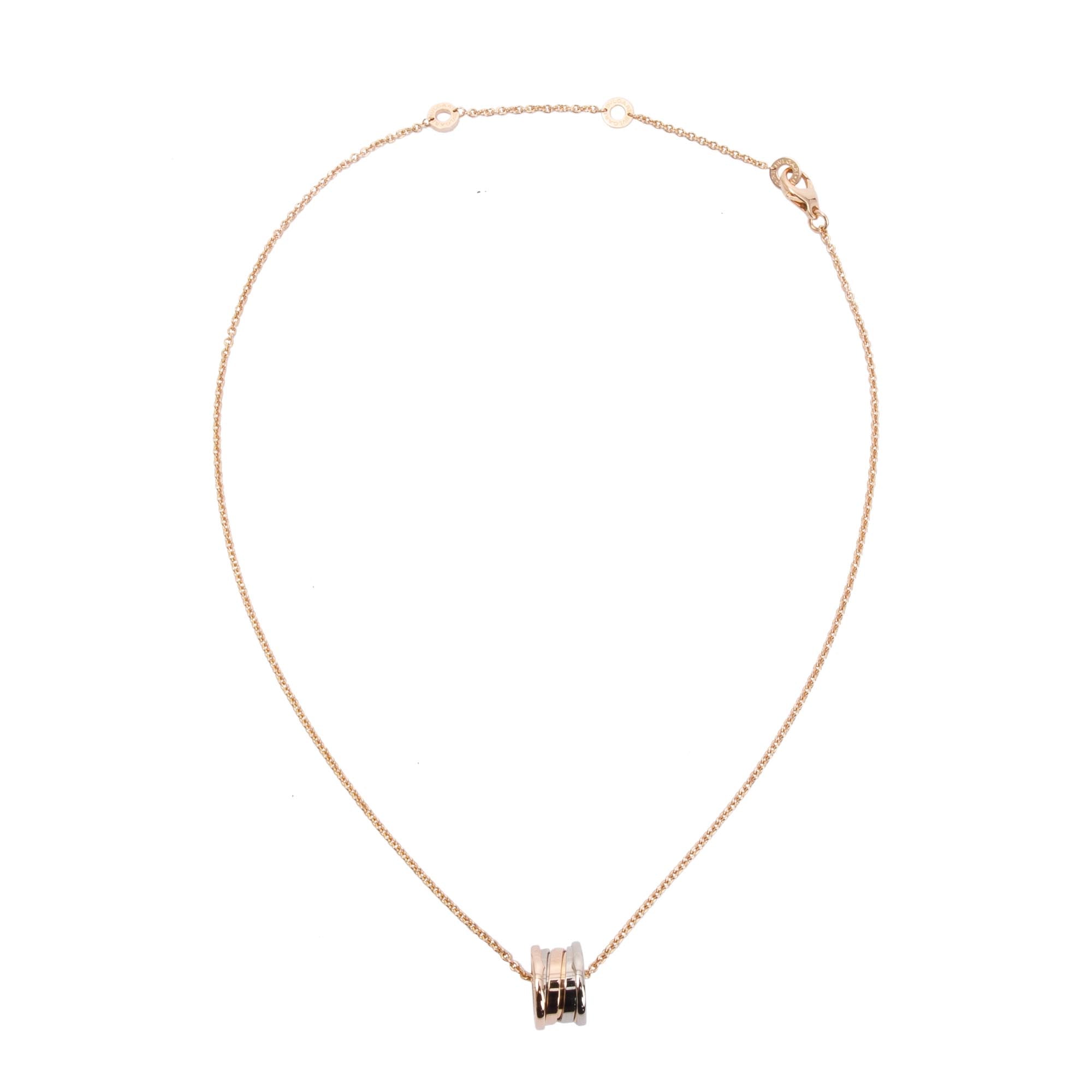 BVLGARI 18k Rose & White Gold B.Zero1 Pendant Necklace w/ Box