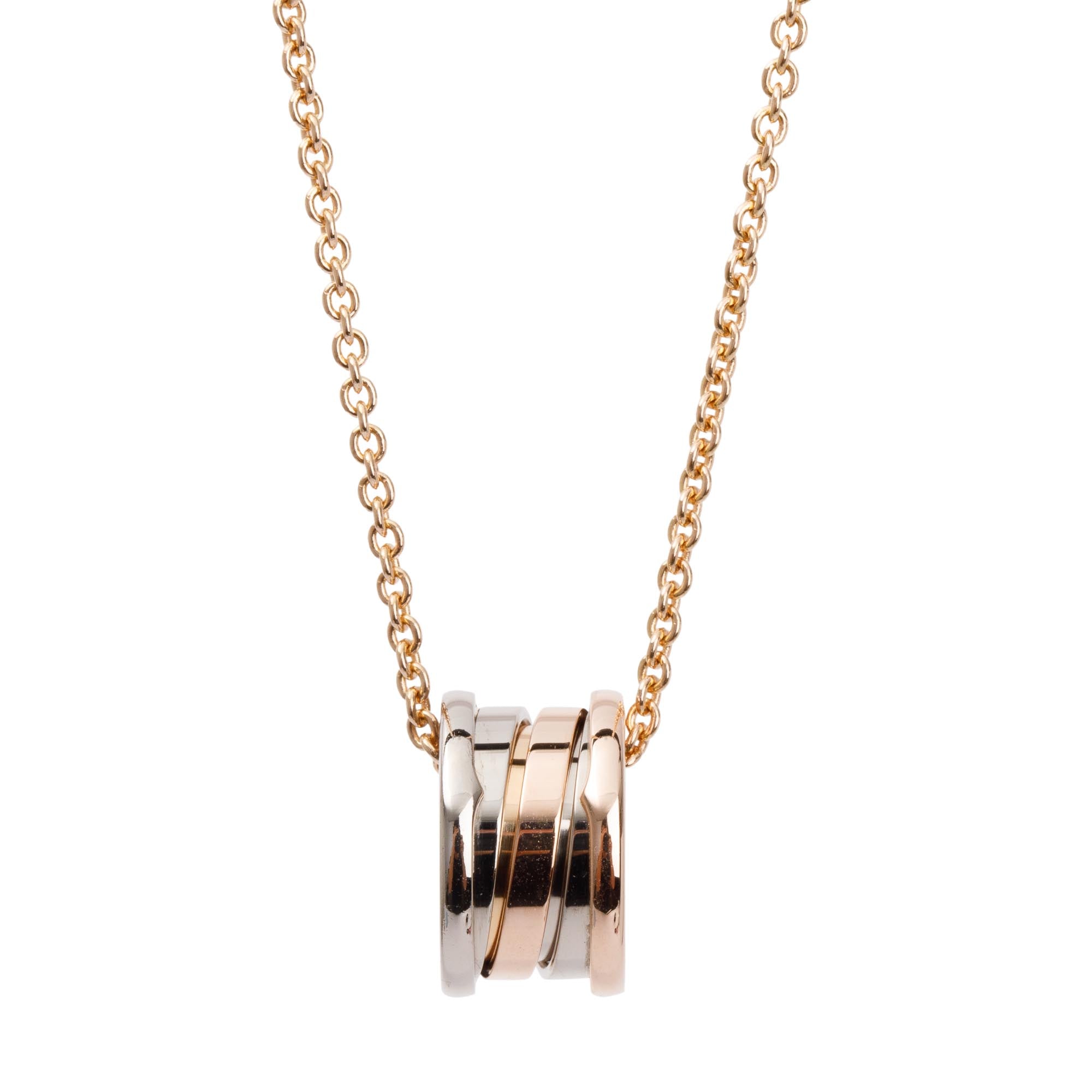 BVLGARI 18k Rose & White Gold B.Zero1 Pendant Necklace w/ Box