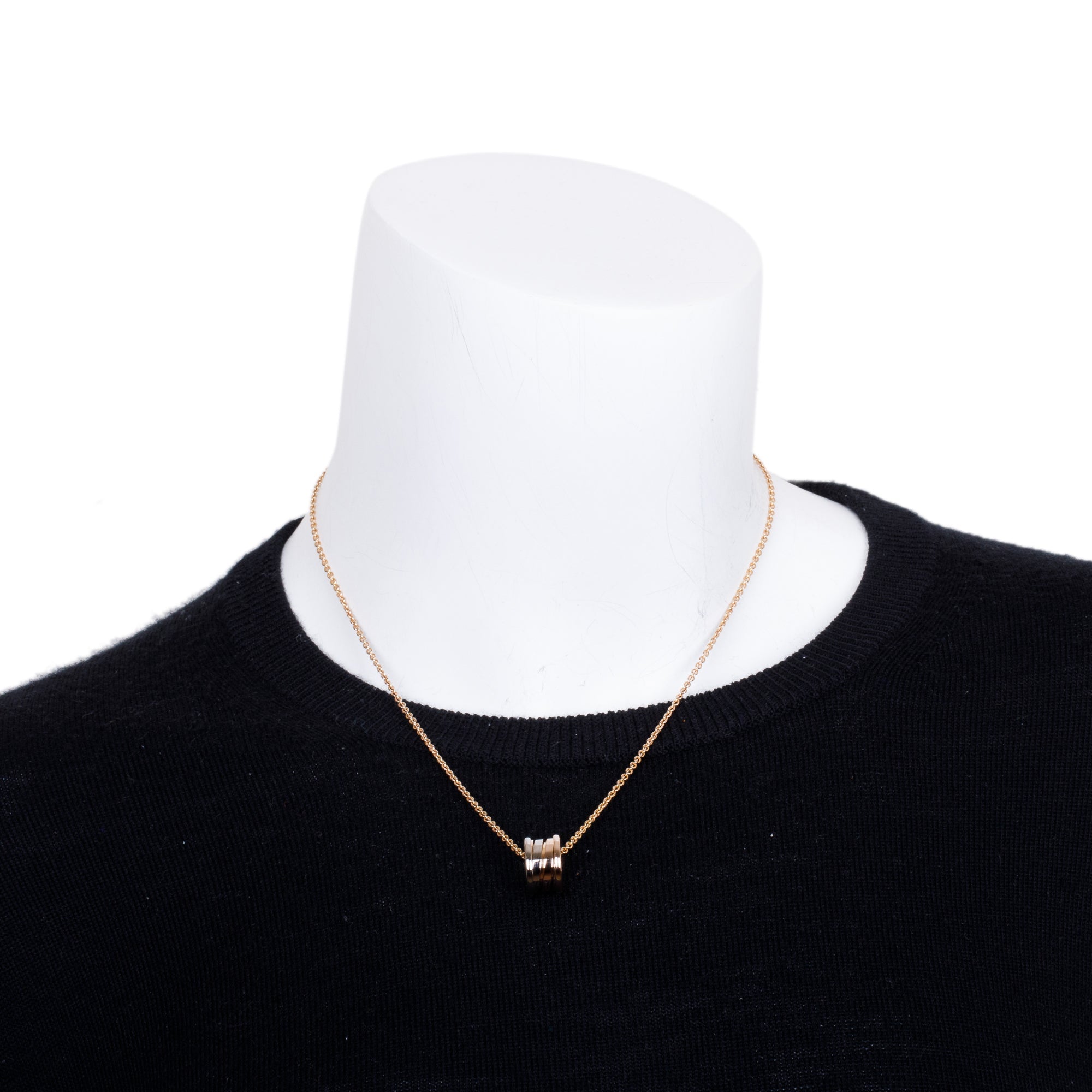 BVLGARI 18k Rose & White Gold B.Zero1 Pendant Necklace w/ Box