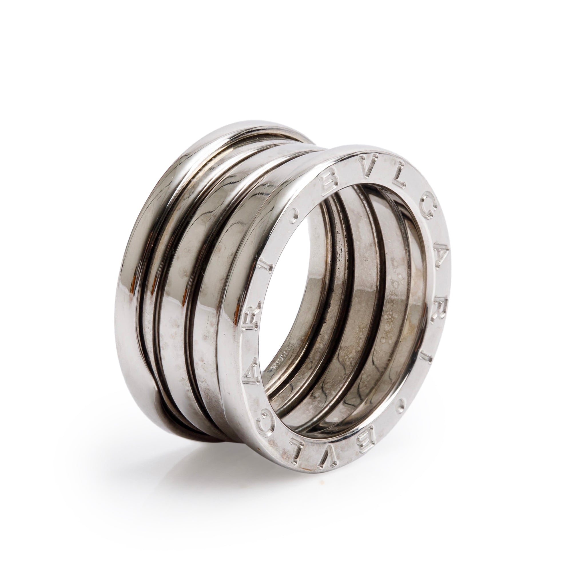 BVLGARI 18k White Gold B.Zero1 Four-Band Ring, Size 53 6 w/ Box
