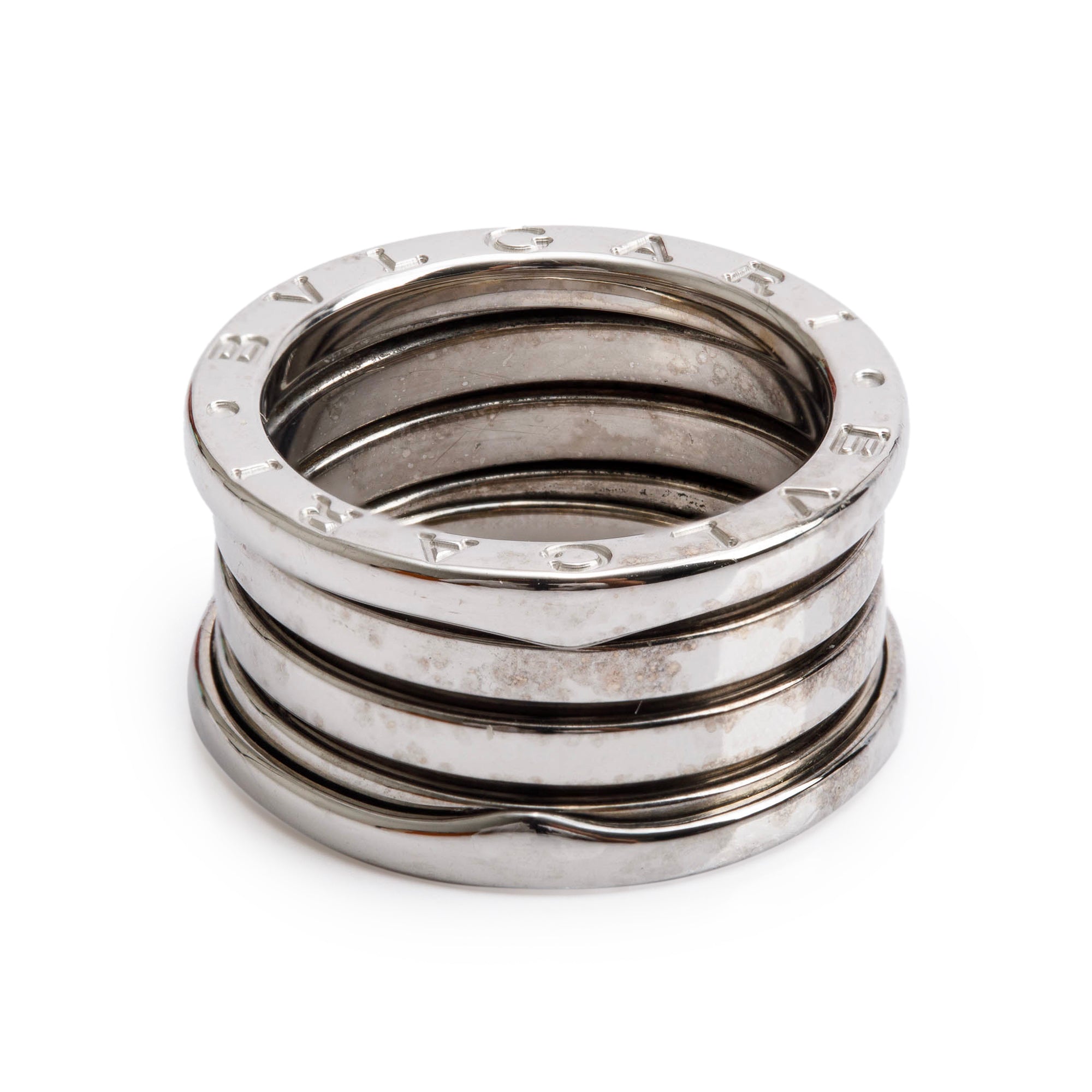 BVLGARI 18k White Gold B.Zero1 Four-Band Ring, Size 53 6 w/ Box