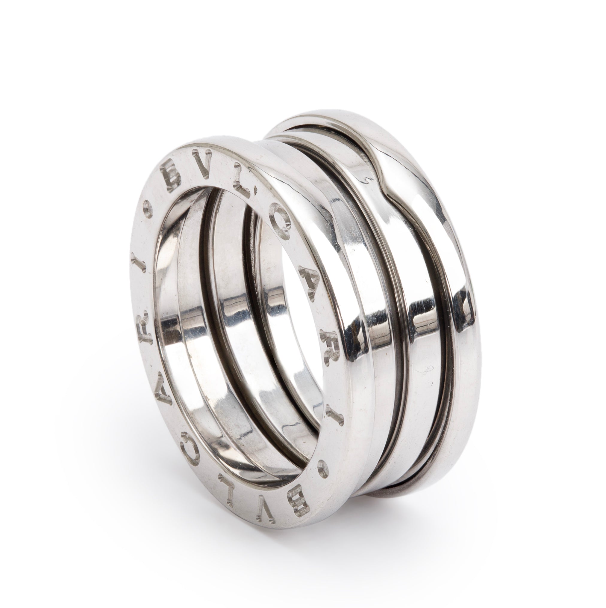 BVLGARI 18k White Gold B.Zero1 Three-Band Ring, Size 52 6