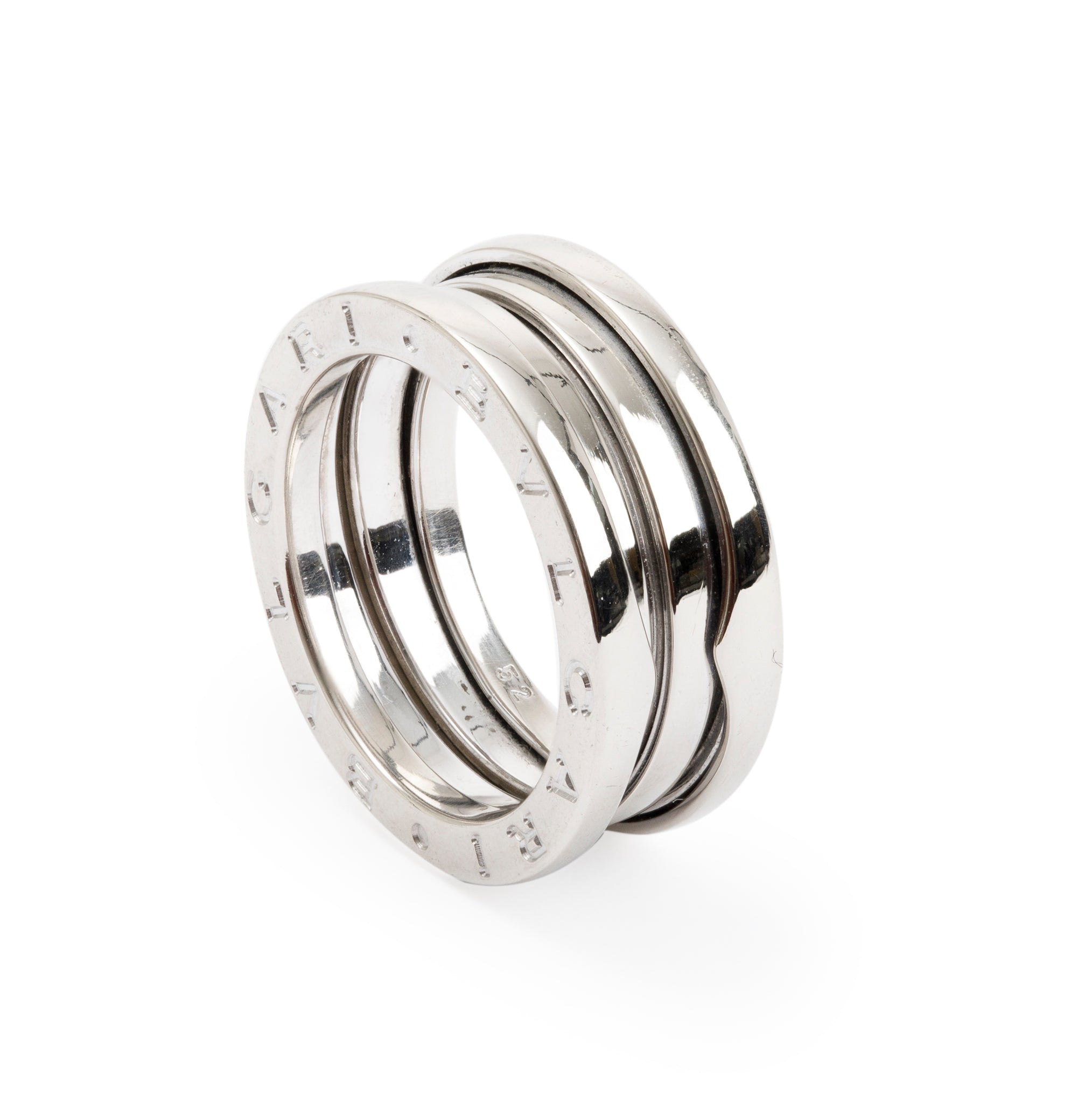BVLGARI 18k White Gold B.Zero1 Three-Band Ring, Size 52 6