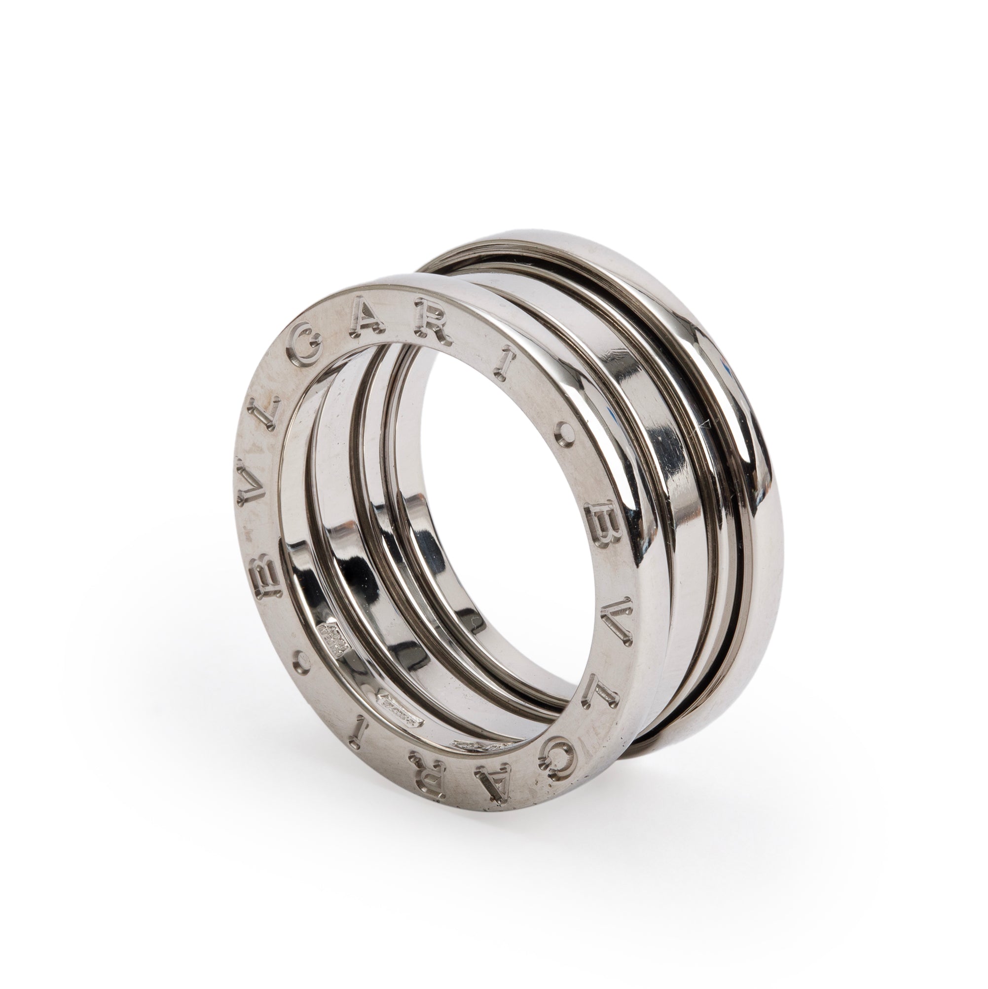 BVLGARI 18k White Gold B.Zero1 Three-Band Ring, Size 52 6 w/ Box & Certificate