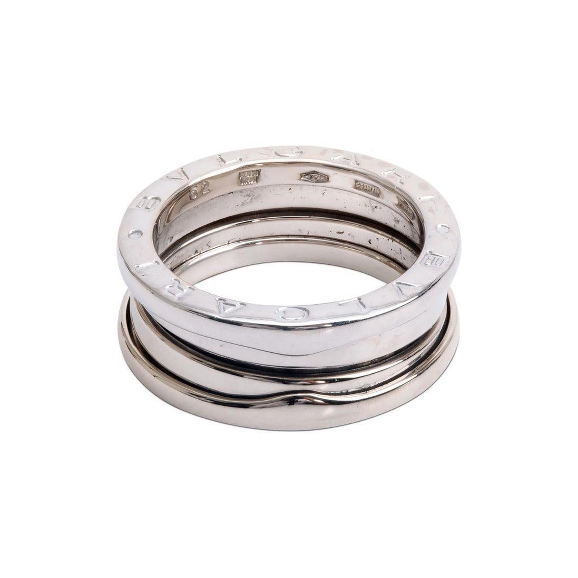 BVLGARI 18k White Gold B.Zero1 Three-Band Ring, Size 52 6