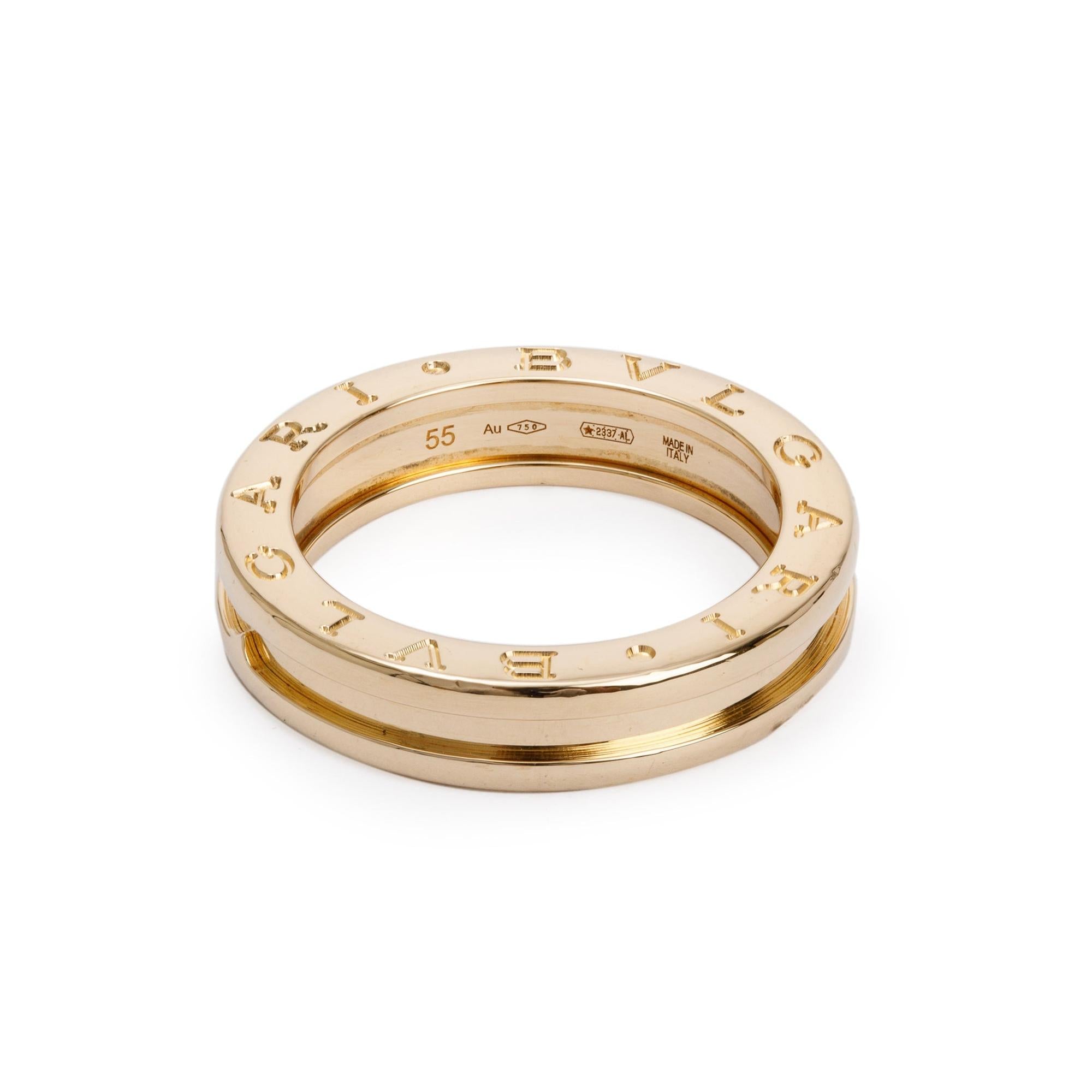 BVLGARI 18k Yellow Gold B.Zero1 1-Band Ring, Size 55 7.25 w/ Box & Certificate