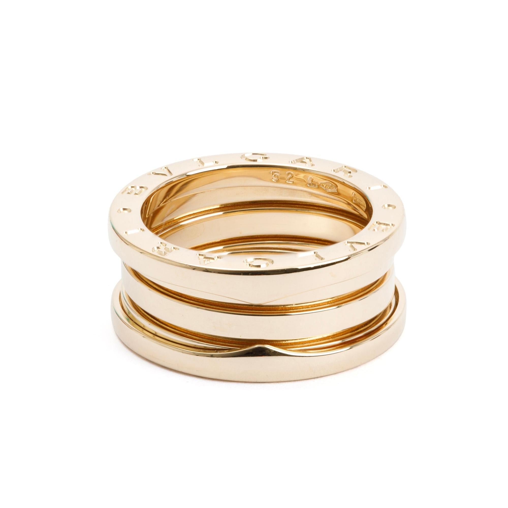 BVLGARI 18k Yellow Gold B.Zero1 3-Band Ring, Size 52 6