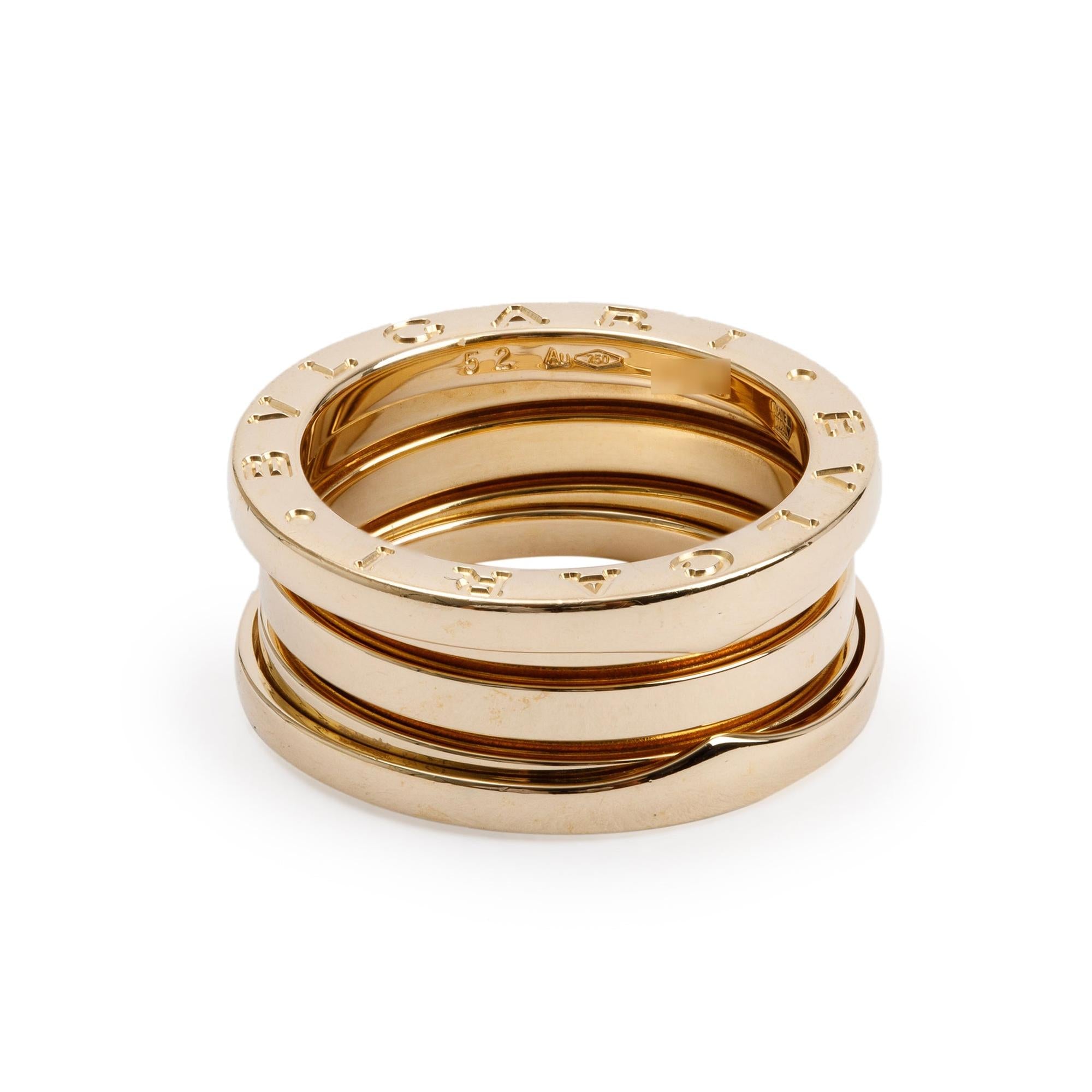 BVLGARI 18k Yellow Gold B.Zero1 3-Band Ring, Size 52 6