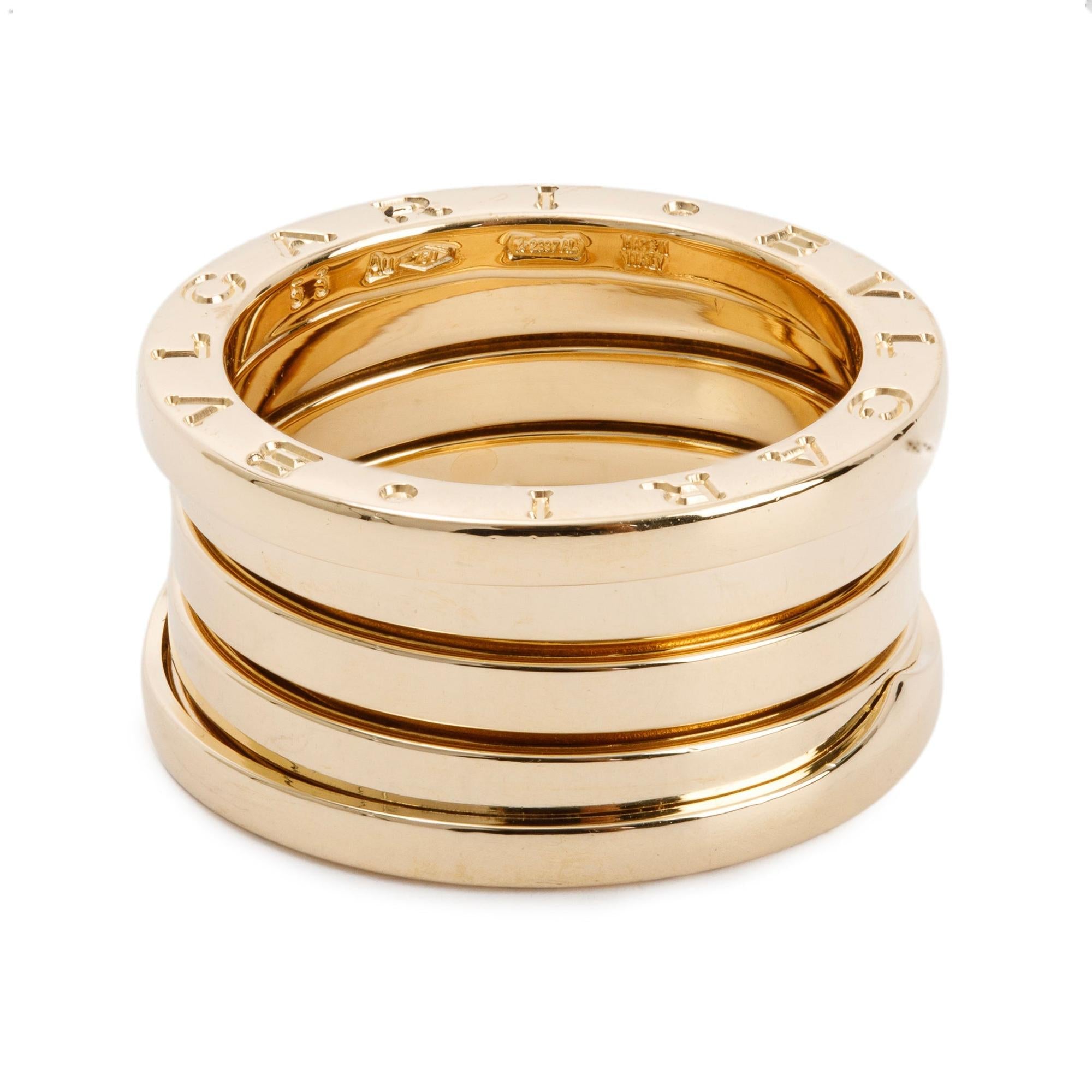 BVLGARI 18k Yellow Gold B.Zero1 4-Band Ring