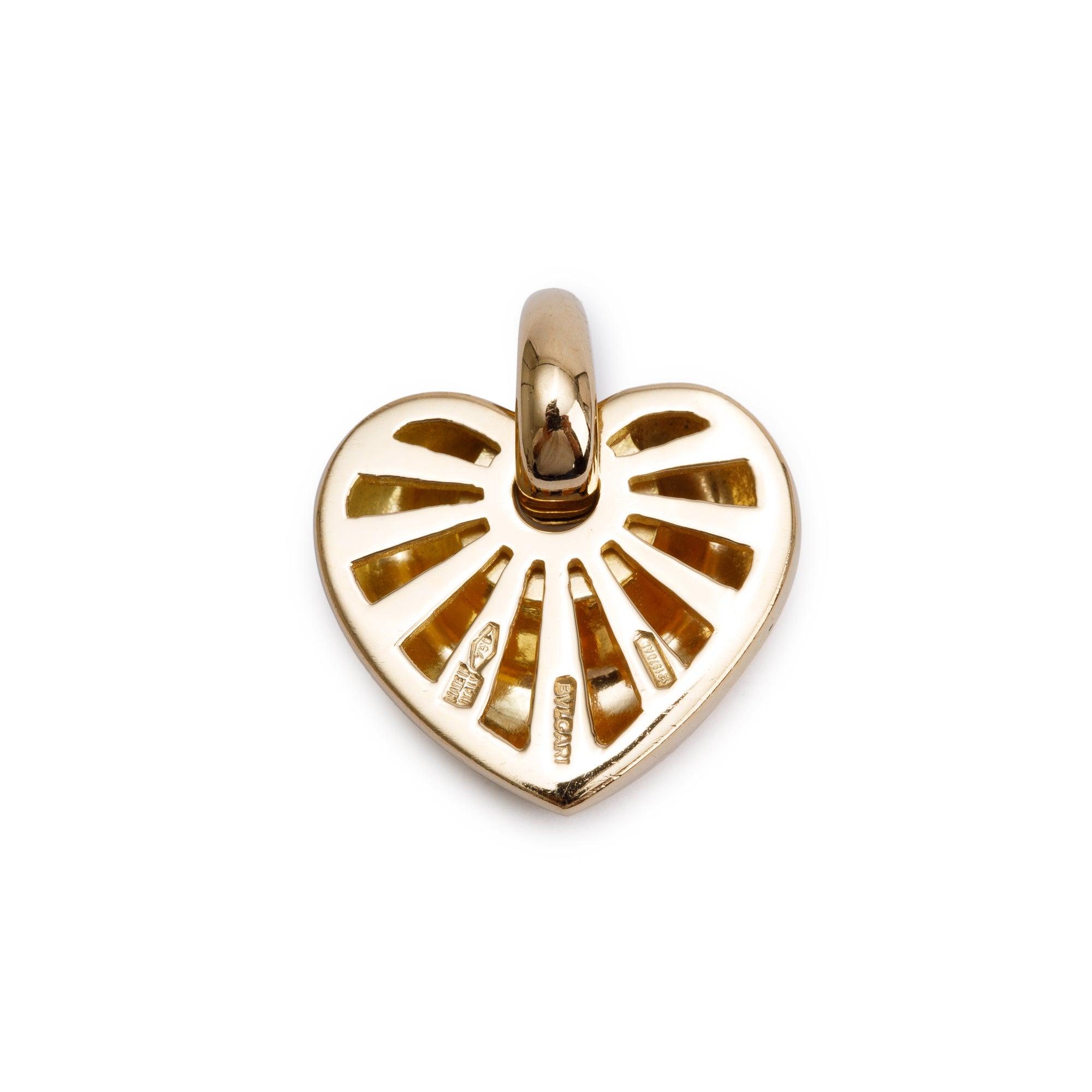 BVLGARI 18k Yellow & Whte Gold Cuore Puffed Heart Charm Pendant