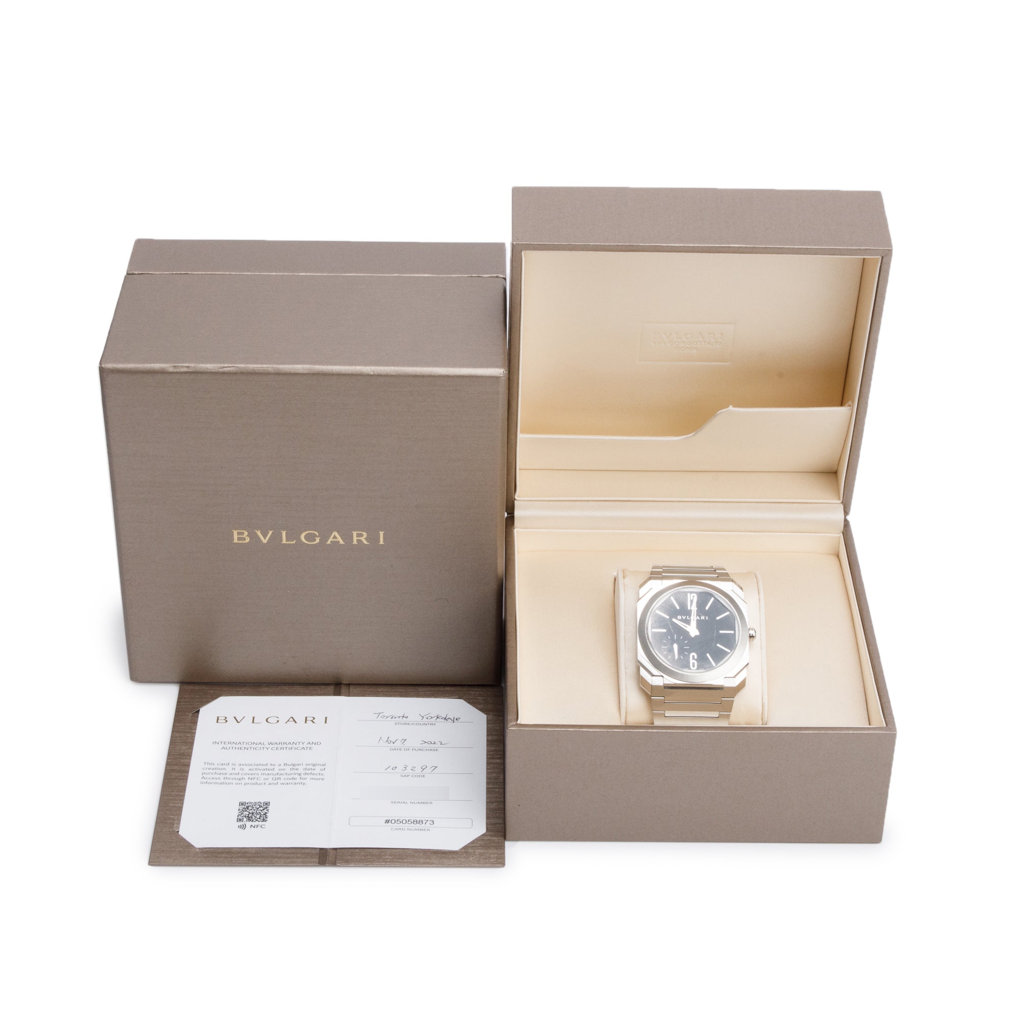 BVLGARI 2022 Stainless Steel Octo Finissimo 40 MM Automatic Watch Back Dial w/ Box & Papers