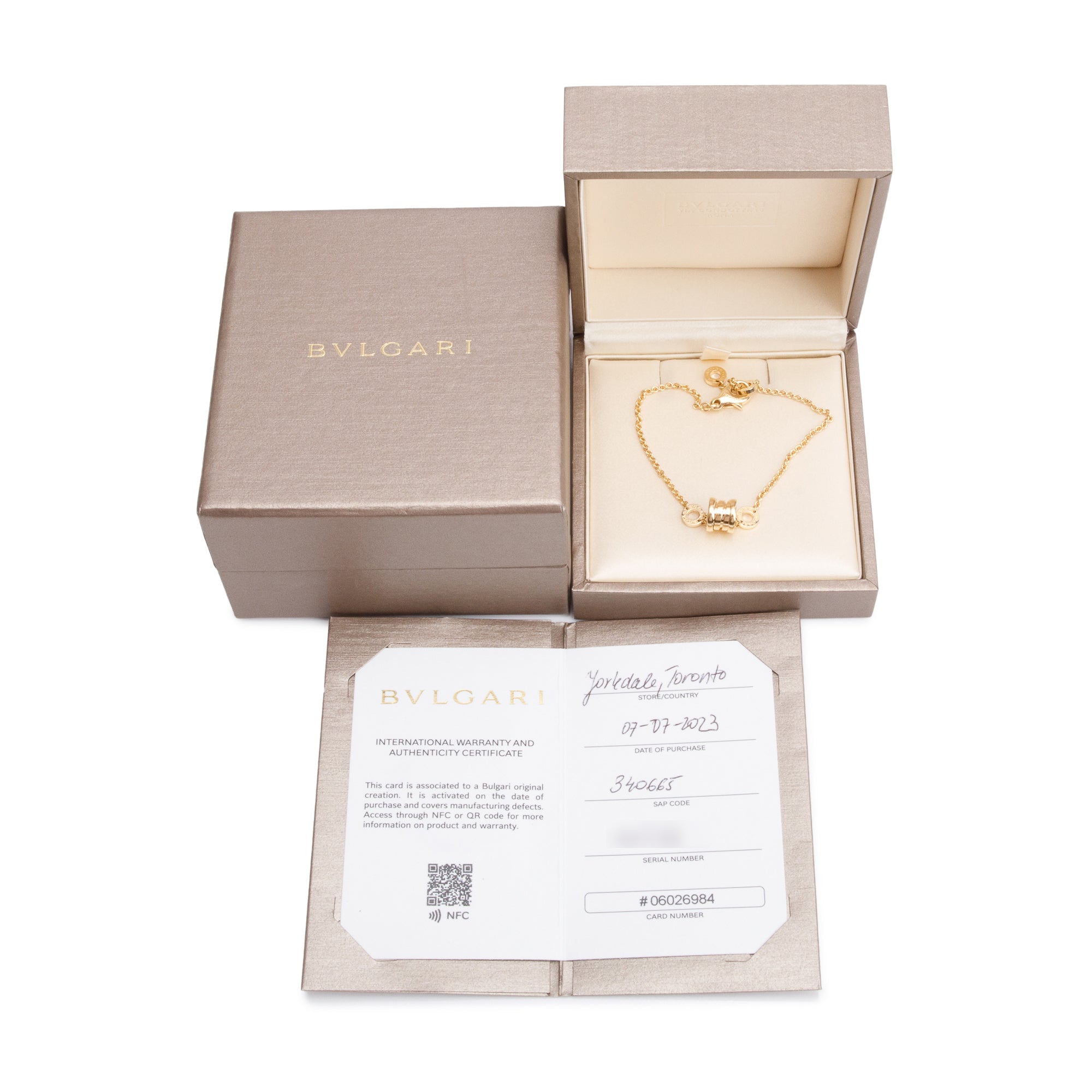 BVLGARI 2023 18k Yellow Gold B.Zero1 Bracelet w/ Box & Certificate