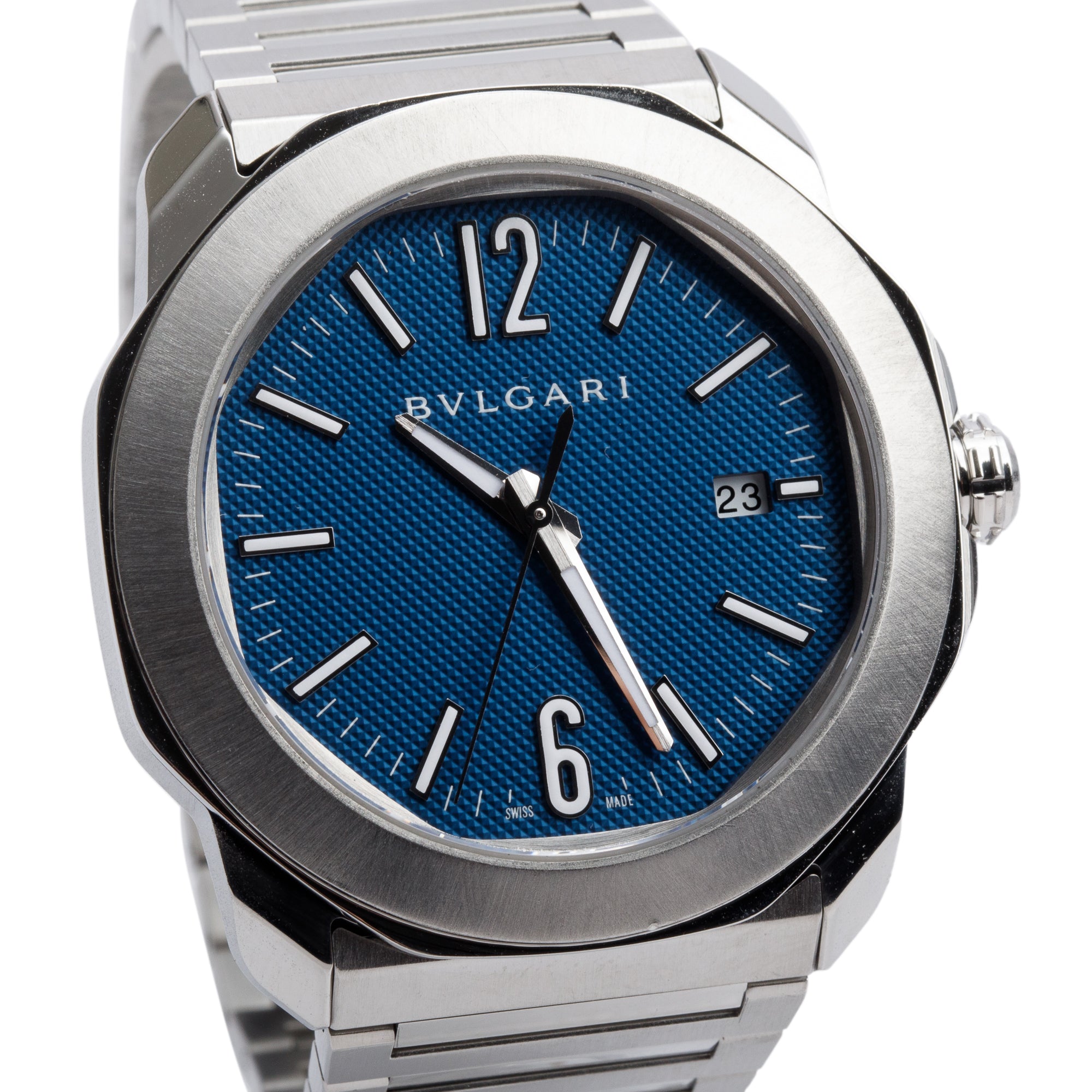 BVLGARI 2024 Stainless Steel Octo Roma 41 MM Automatic Watch Blue Dial w/ Box, Receipt, Certificate & Extra Strap