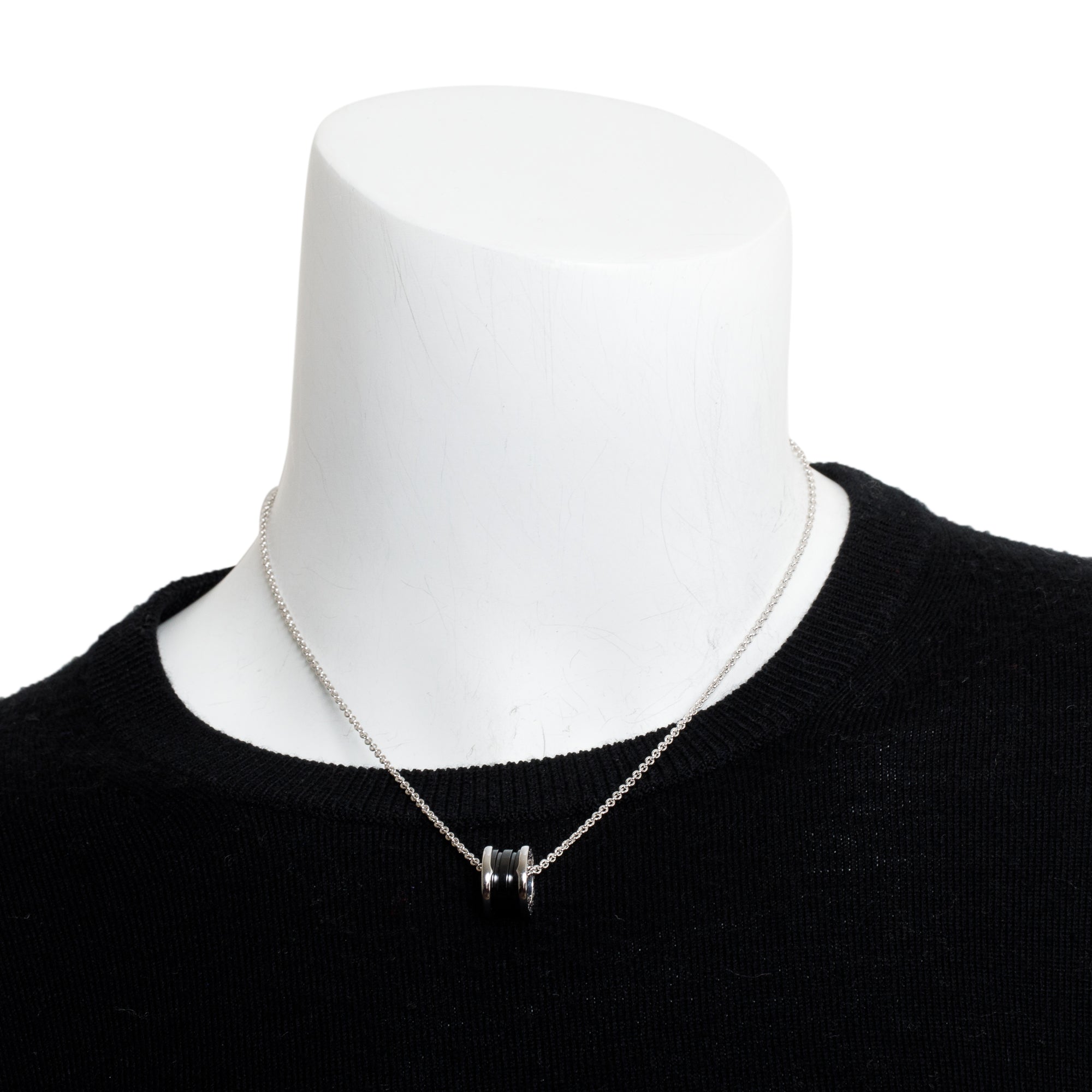 BVLGARI 2024 Sterling Silver & Black Ceramic Save The Children Pendant Necklace w/ Box, Receipt & Certificate