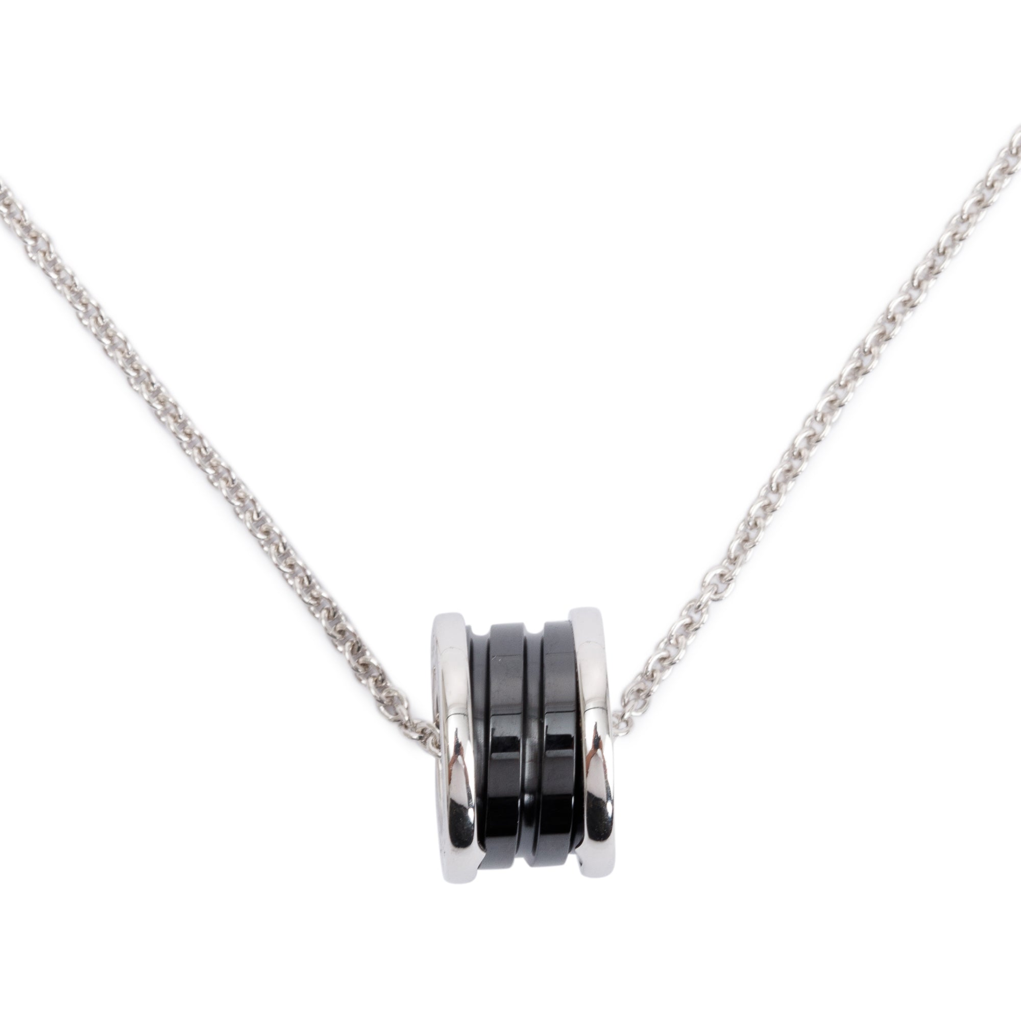 BVLGARI 2024 Sterling Silver & Black Ceramic Save The Children Pendant Necklace w/ Box, Receipt & Certificate