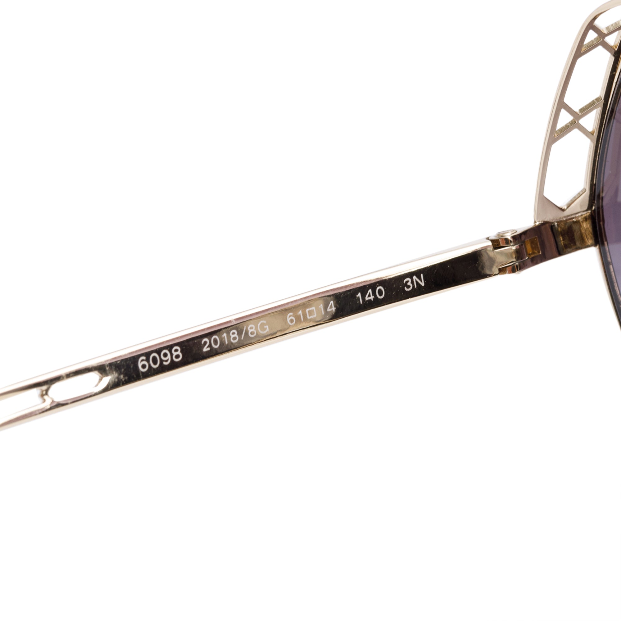 BVLGARI 6098 Gold Tone Metal Frame Aviator Sunglasses