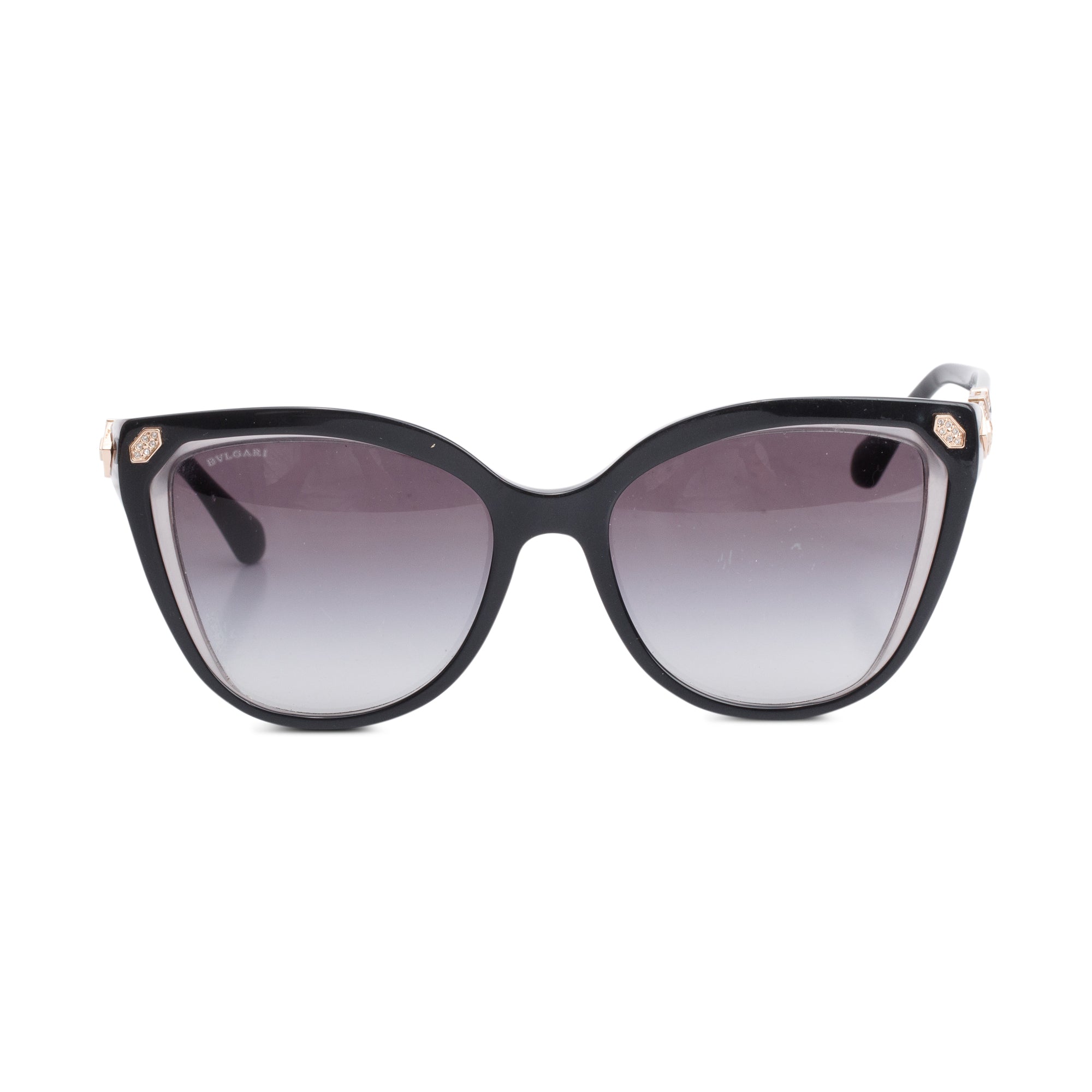 BVLGARI 8212-B Black Acetate Cat Eye Sunglasses w/ Box