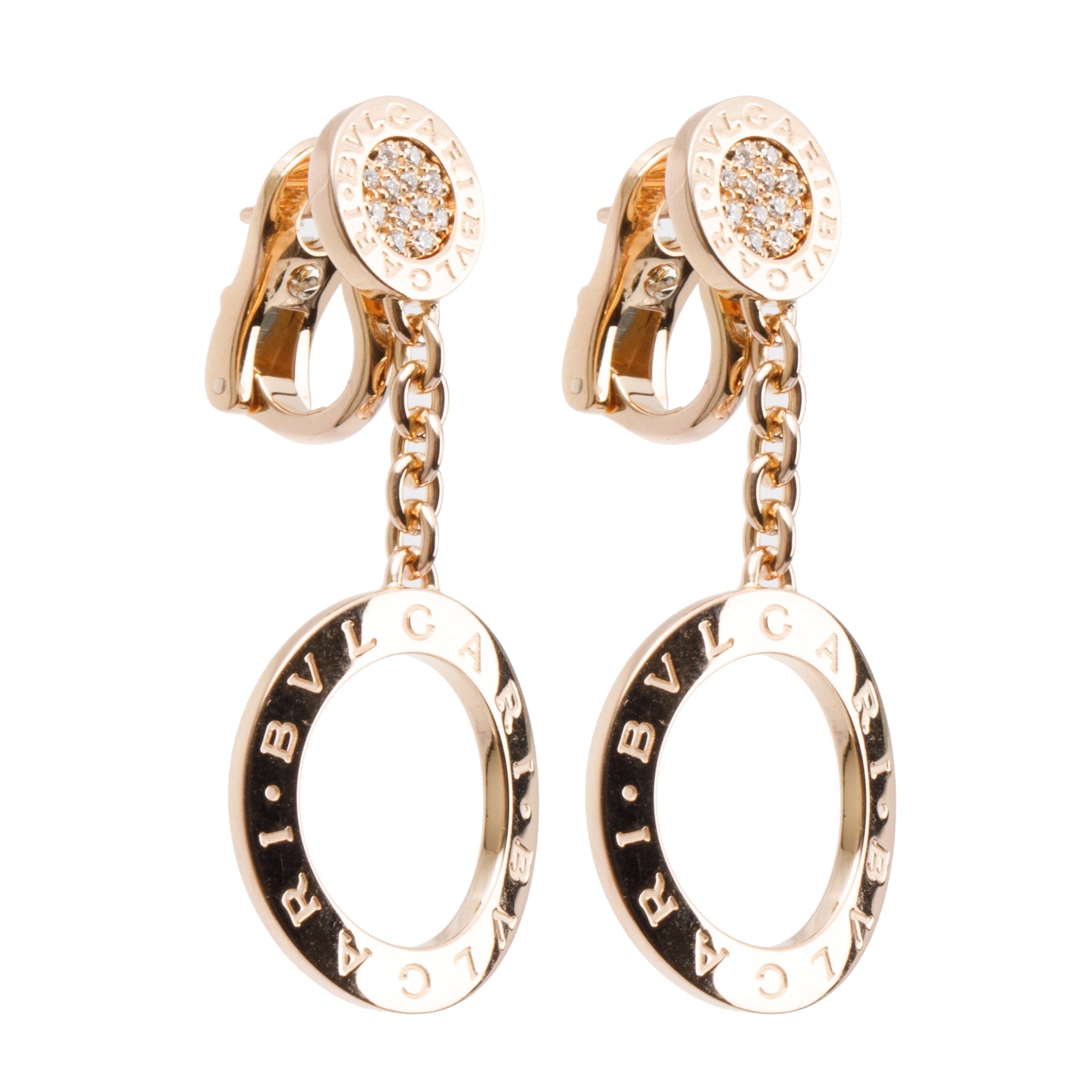 BVLGARI BVLGARI 18k Rose Gold Diamond Drop Earrings
