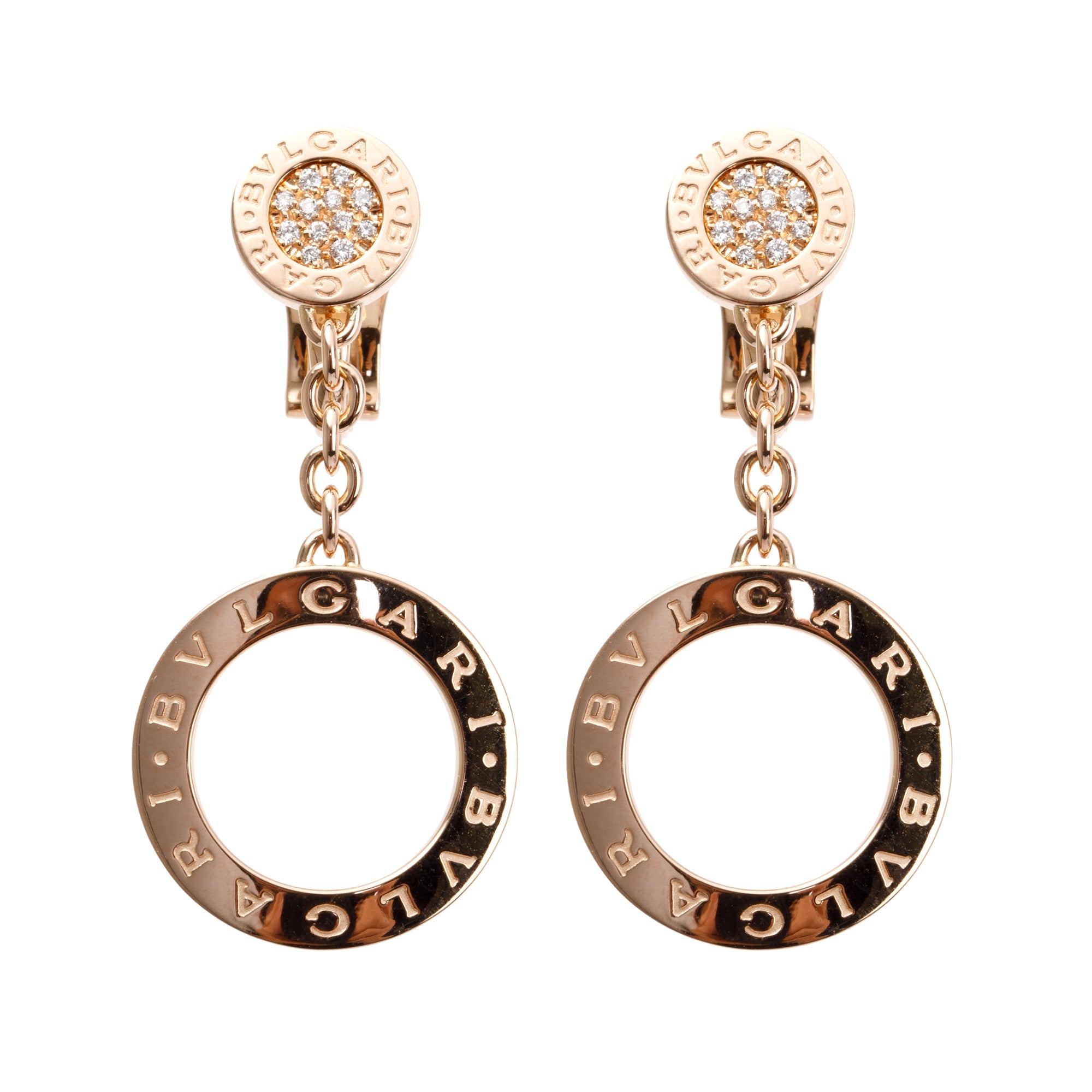 BVLGARI BVLGARI 18k Rose Gold Diamond Drop Earrings