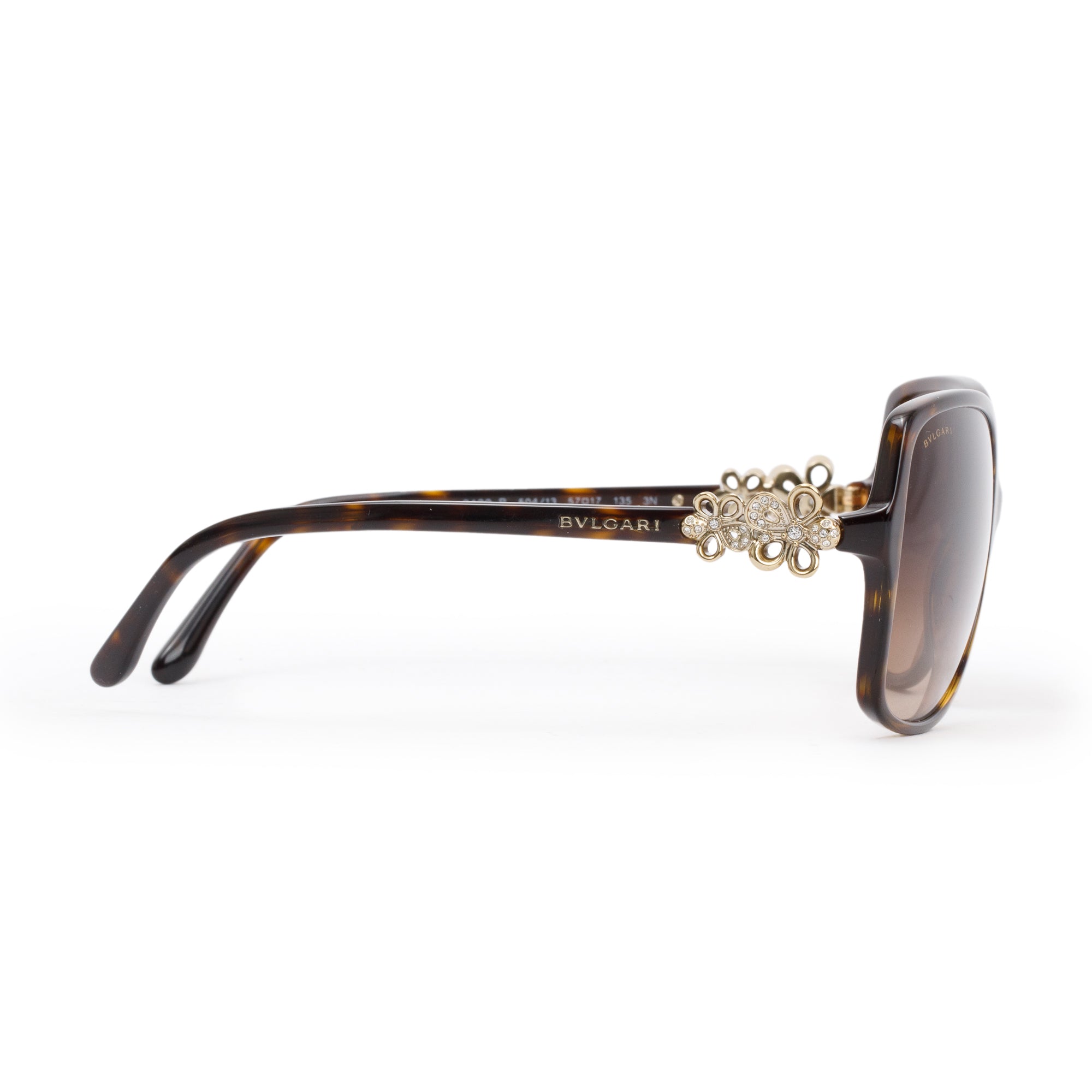 BVLGARI Brown Acetate 8120-B Crystal Flower Sunglasses w/ Case