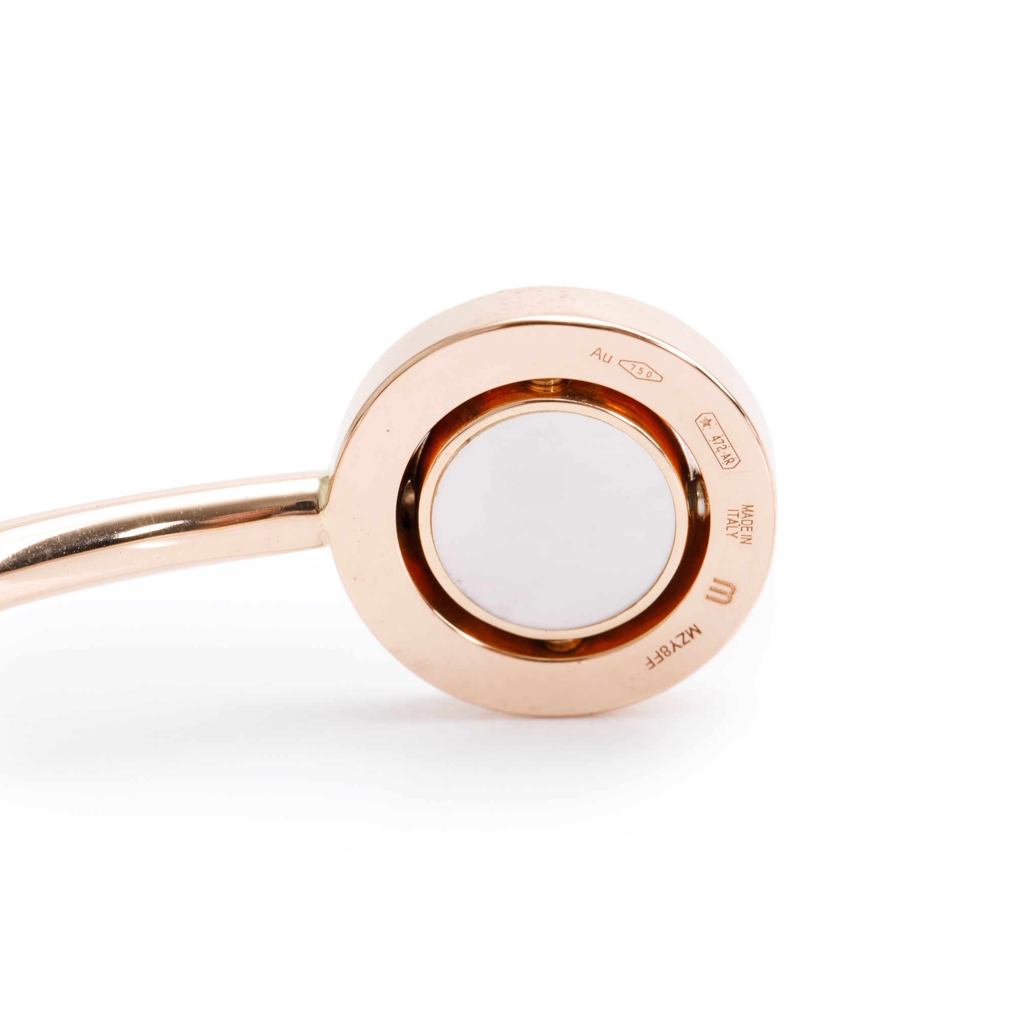 BVLGARI Bvlgari 18k Rose Gold Mother of Pearl Carnelian Flip Cuff Bracelet