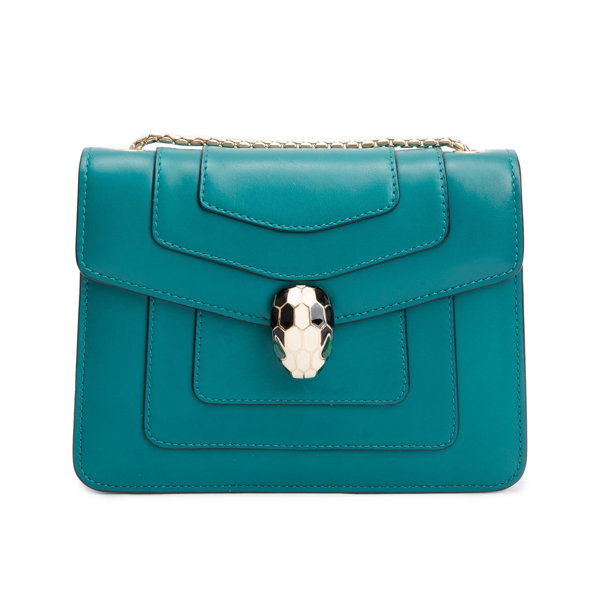 BVLGARI Green Calfskin Leather Serpenti Forever Crossbody Bag w/ Receipt