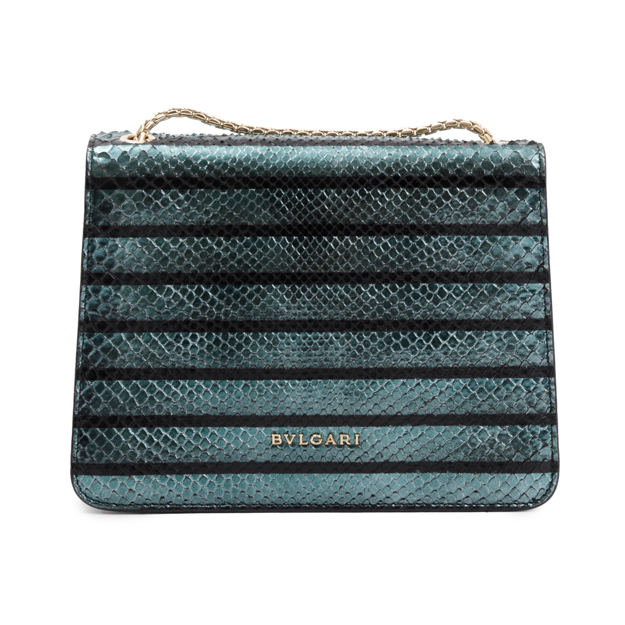 BVLGARI Green Karung Skin Serpenti Forever Crossbody Bag