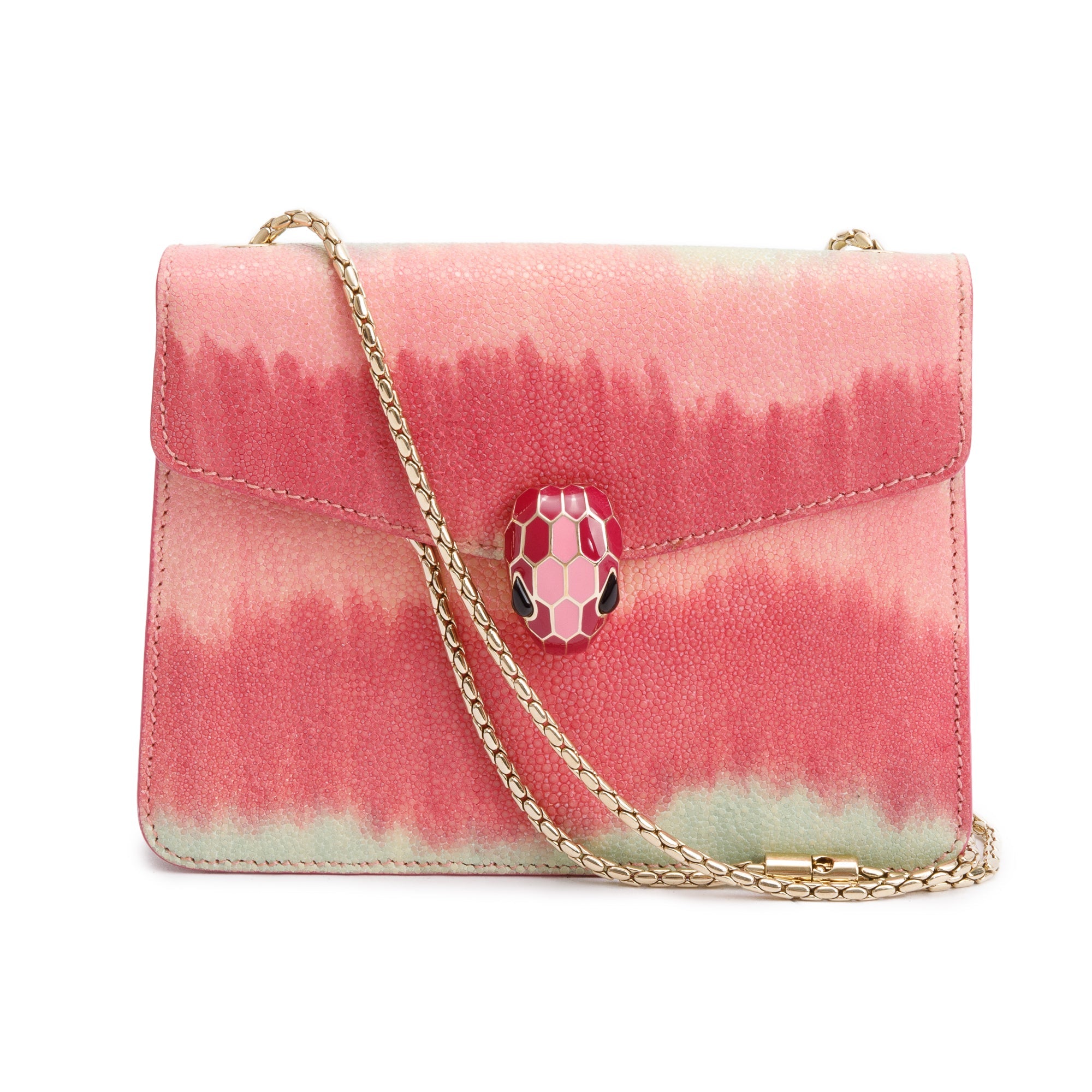 BVLGARI Pink Stingray Calfskin Leather Serpenti Forever Crossbody Bag