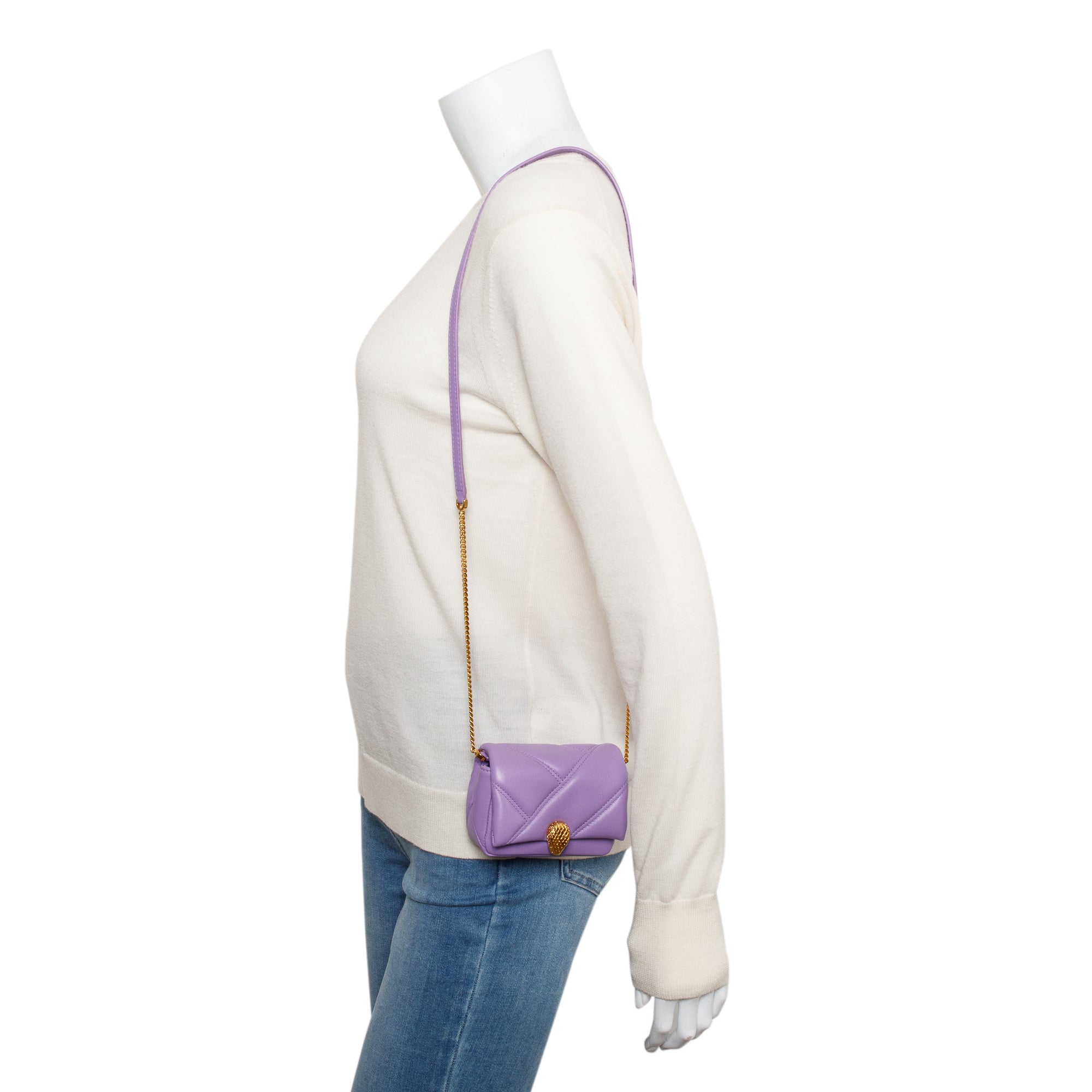 BVLGARI Purple Calfskin Leather Serpenti Cabochon Micro Crossbody Bag w/ Box & Certificate