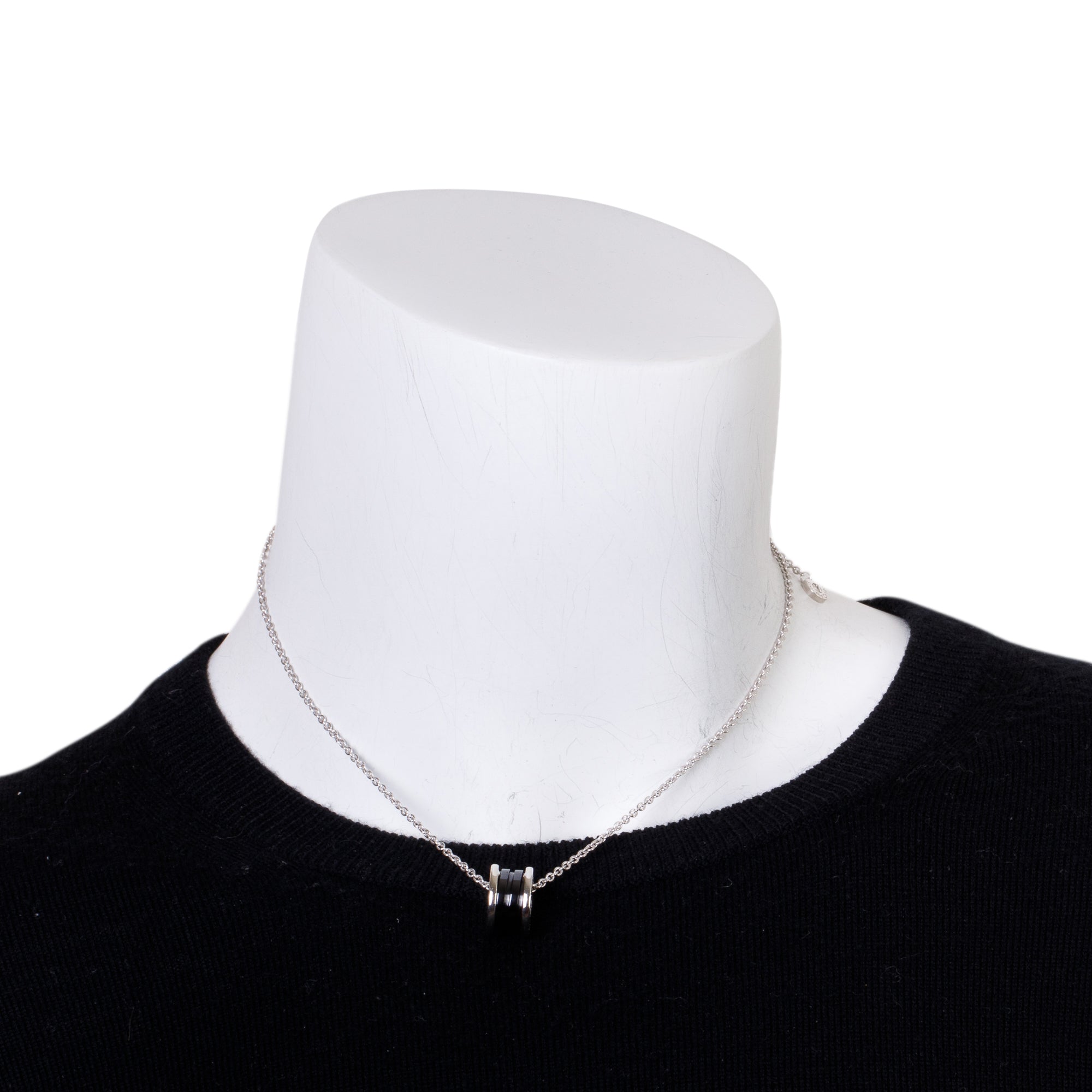 BVLGARI Sterling Silver & Black Ceramic Save The Children Pendant Necklace