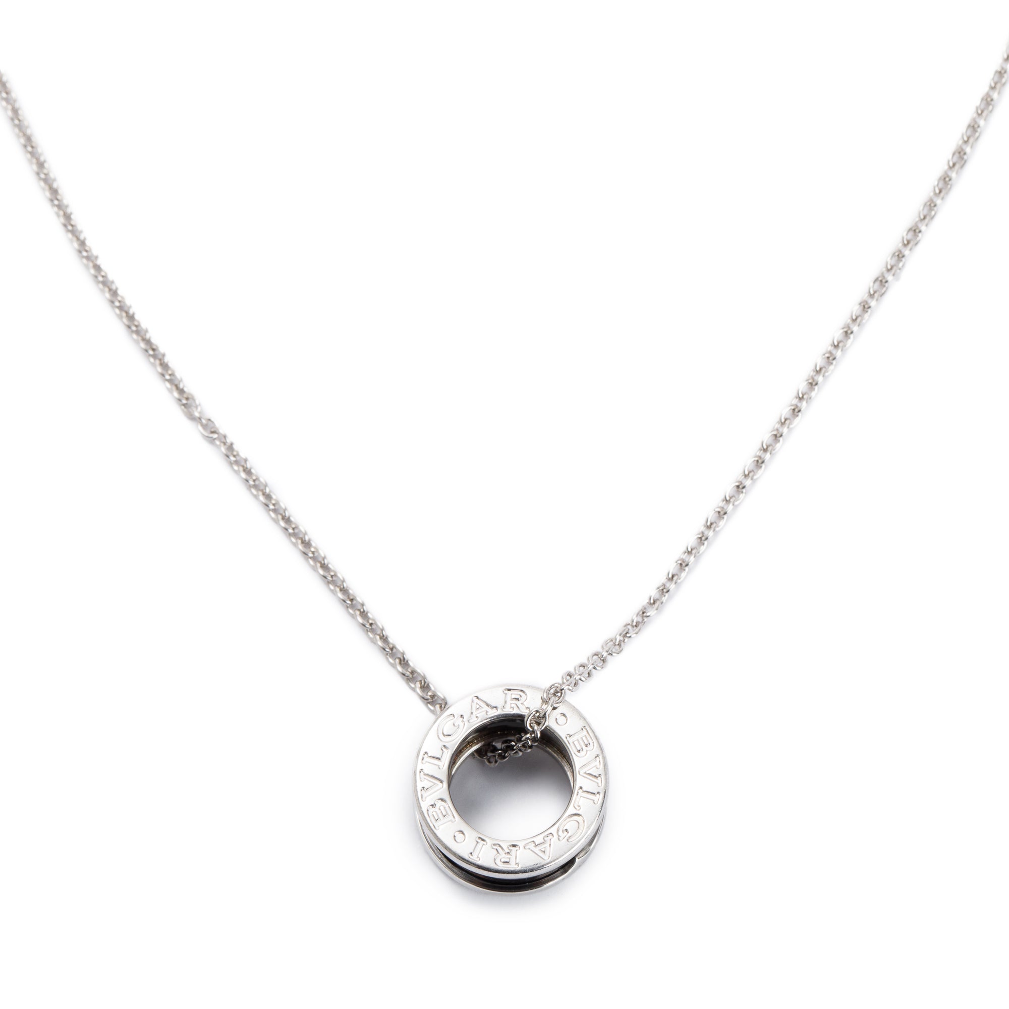 BVLGARI Sterling Silver & Black Ceramic Save The Children Pendant Necklace w/ Box, Certificate & Receipt
