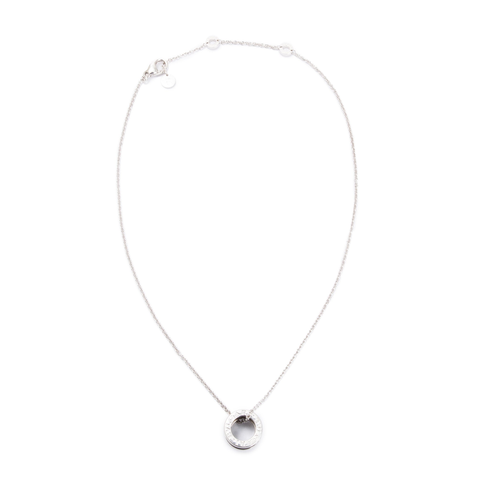 BVLGARI Sterling Silver & Black Ceramic Save The Children Pendant Necklace w/ Box, Certificate & Receipt