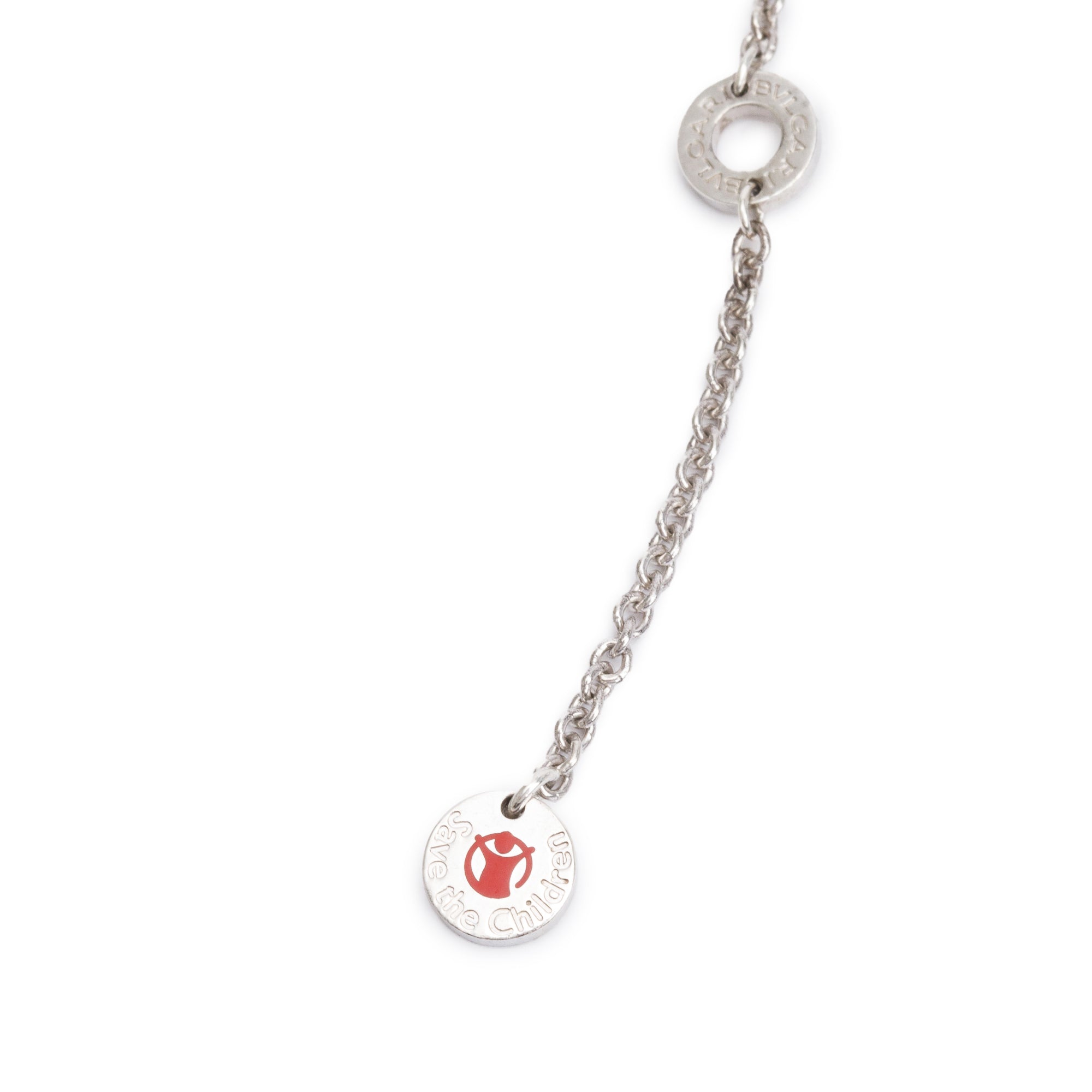 BVLGARI Sterling Silver Save The Children Black Onyx & Ruby Pendant Necklace