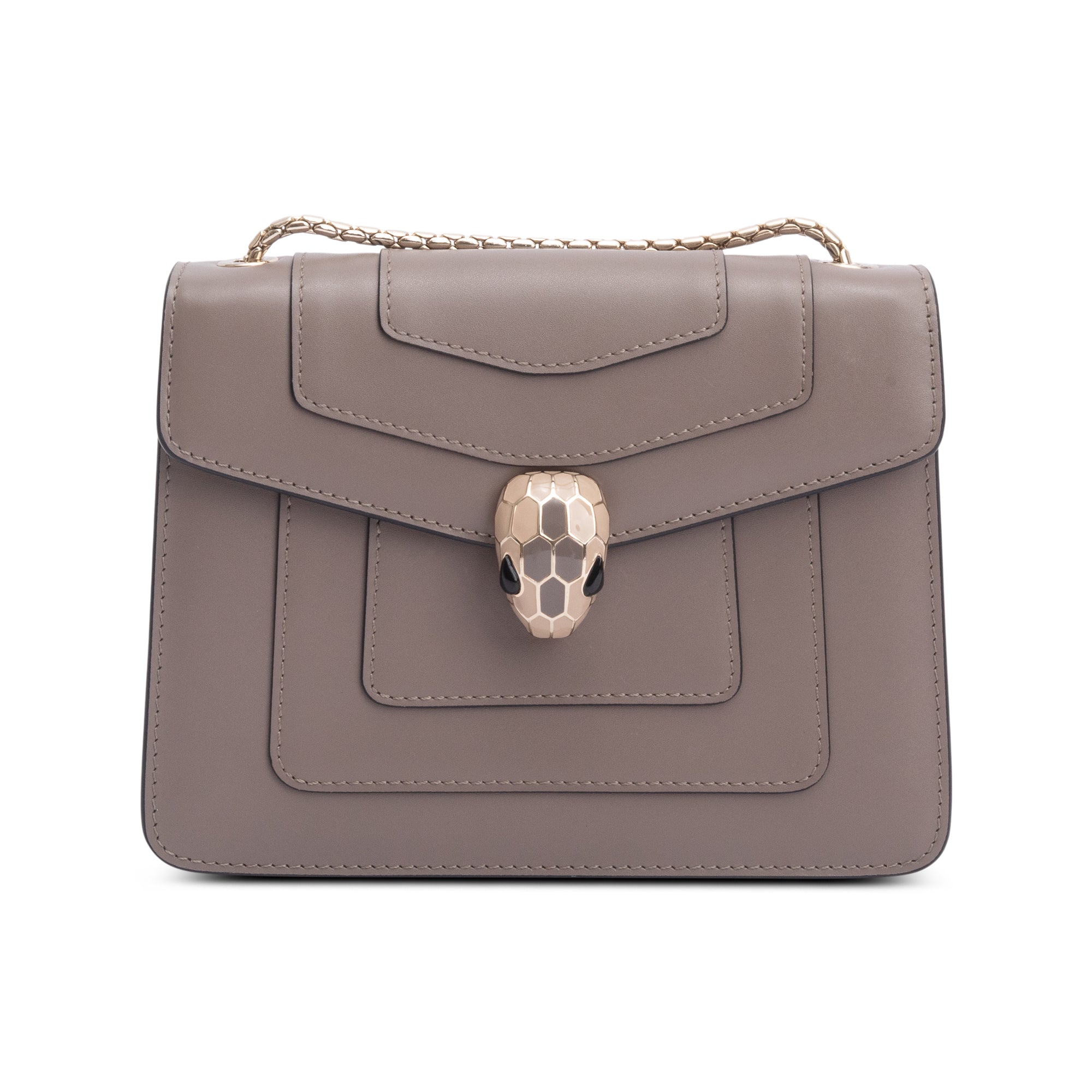 BVLGARI Taupe Calfskin Leather Serpenti Forever Crossbody Bag