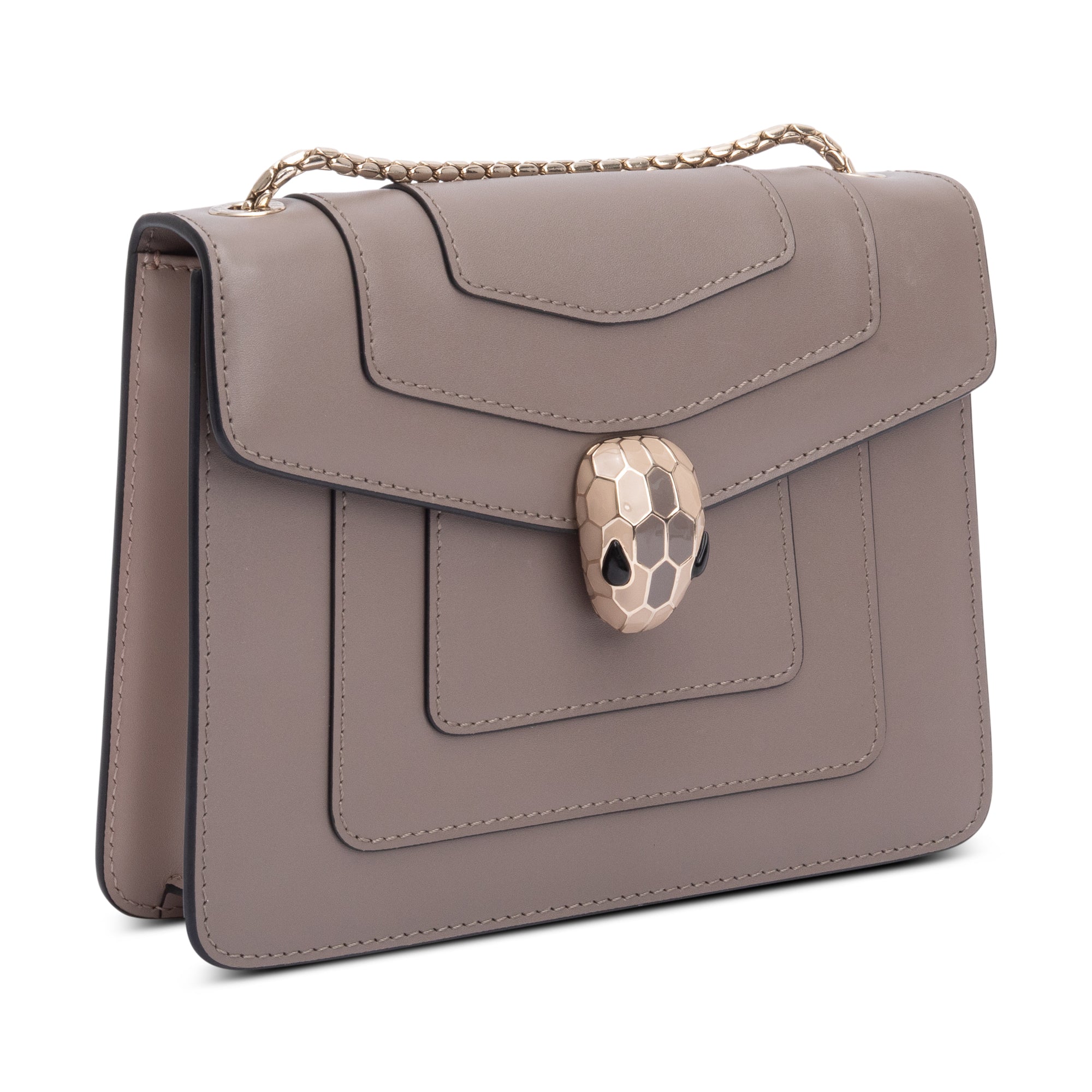 BVLGARI Taupe Calfskin Leather Serpenti Forever Crossbody Bag