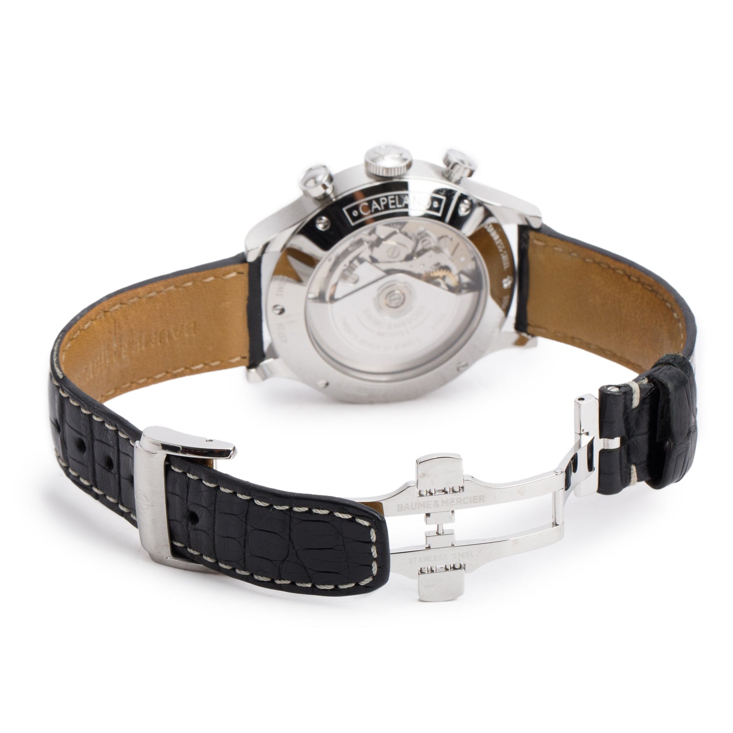 Baume & Mercier Stainless Steel Capeland 42 MM Automatic Chronograph Watch Black Dial 65726