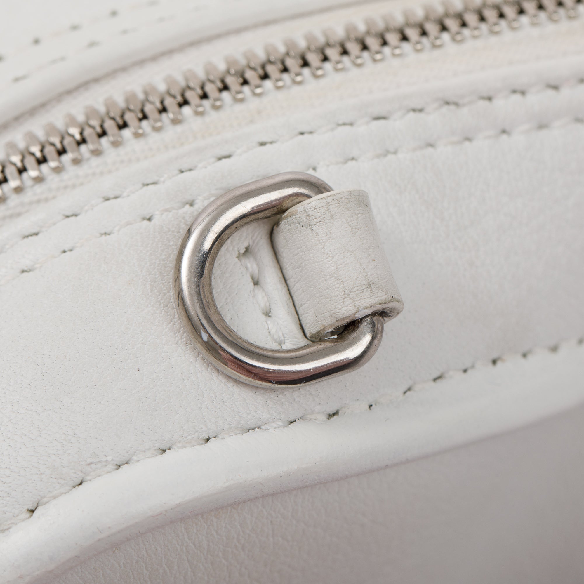 Balenciaga 2020 White Calfskin Leather Triangle S Duffle Bag w/ Strap & Receipt