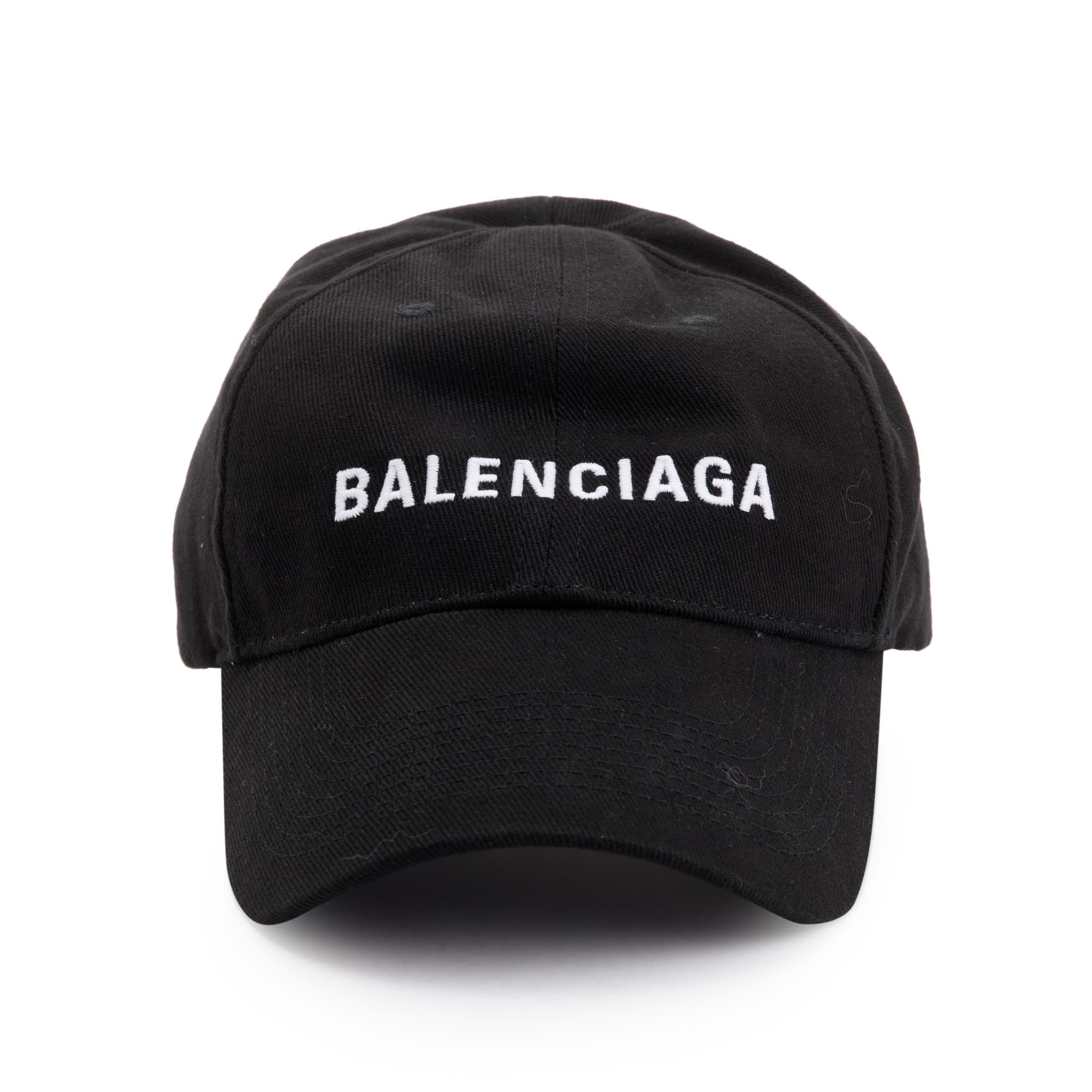 Balenciaga 2021 Black Cotton Logo Baseball Cap, L 59 w/ Box