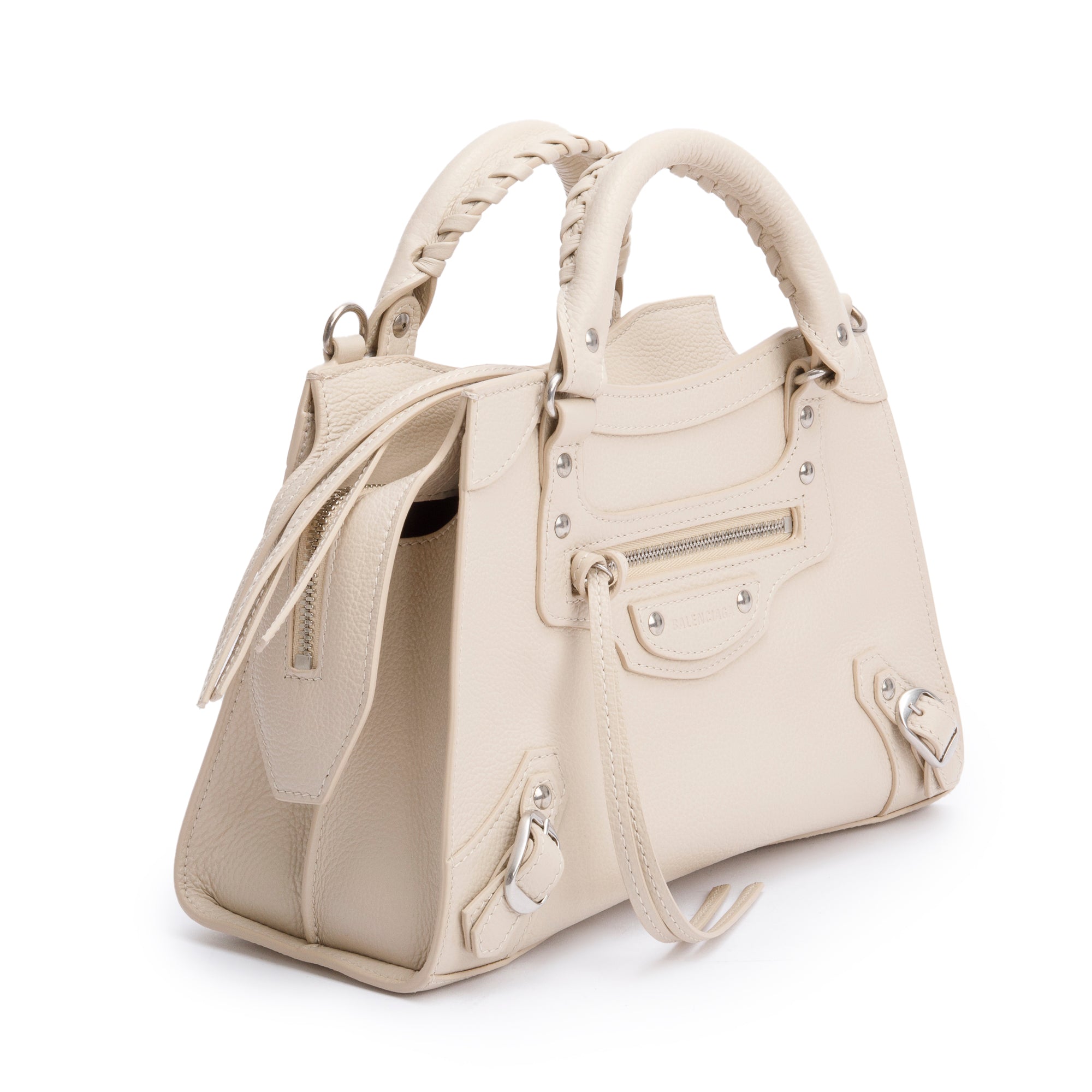 Balenciaga 2022 Beige Calfskin Leather Neo Classic XS City Bag w/ Strap , Receipt & Box
