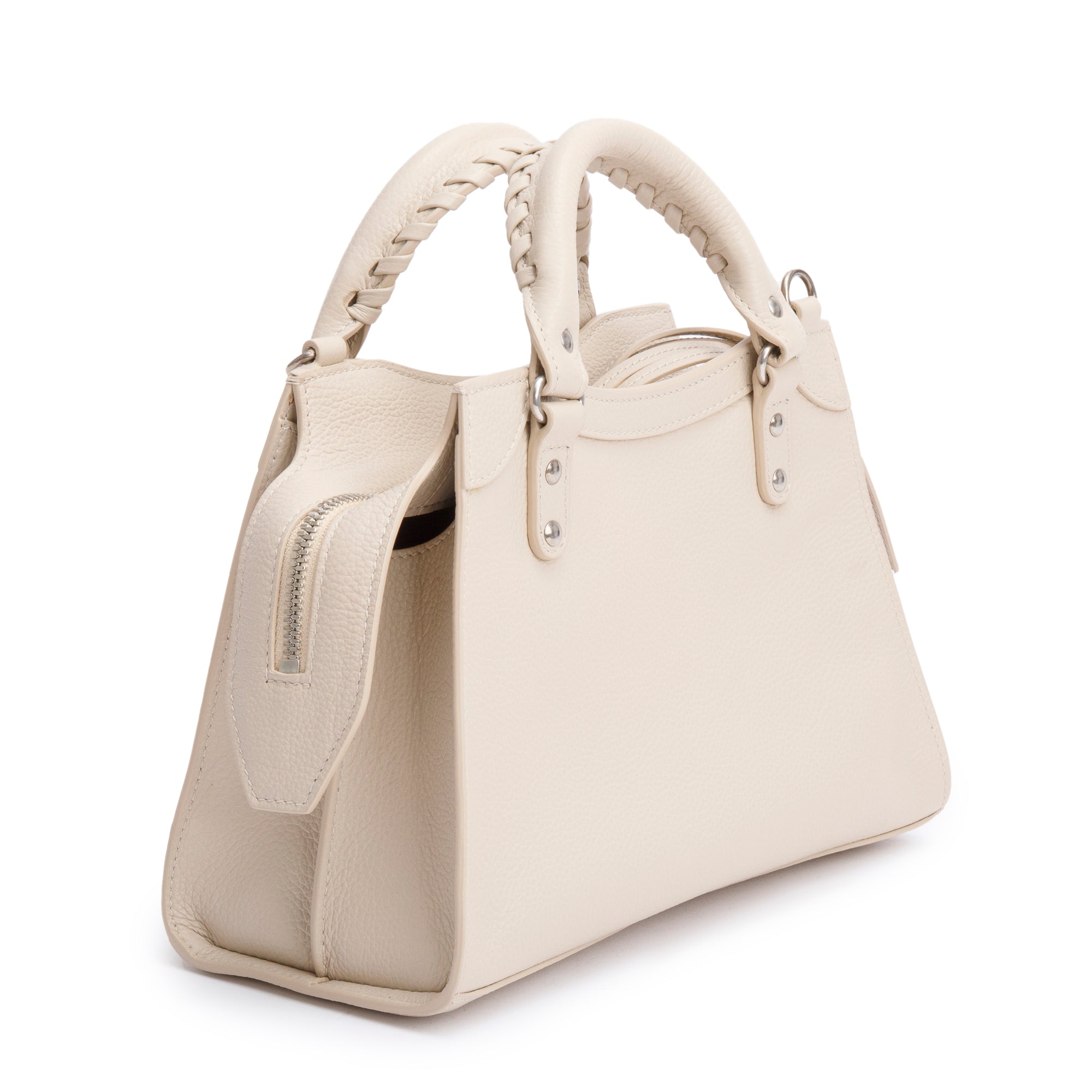 Balenciaga 2022 Beige Calfskin Leather Neo Classic XS City Bag w/ Strap , Receipt & Box