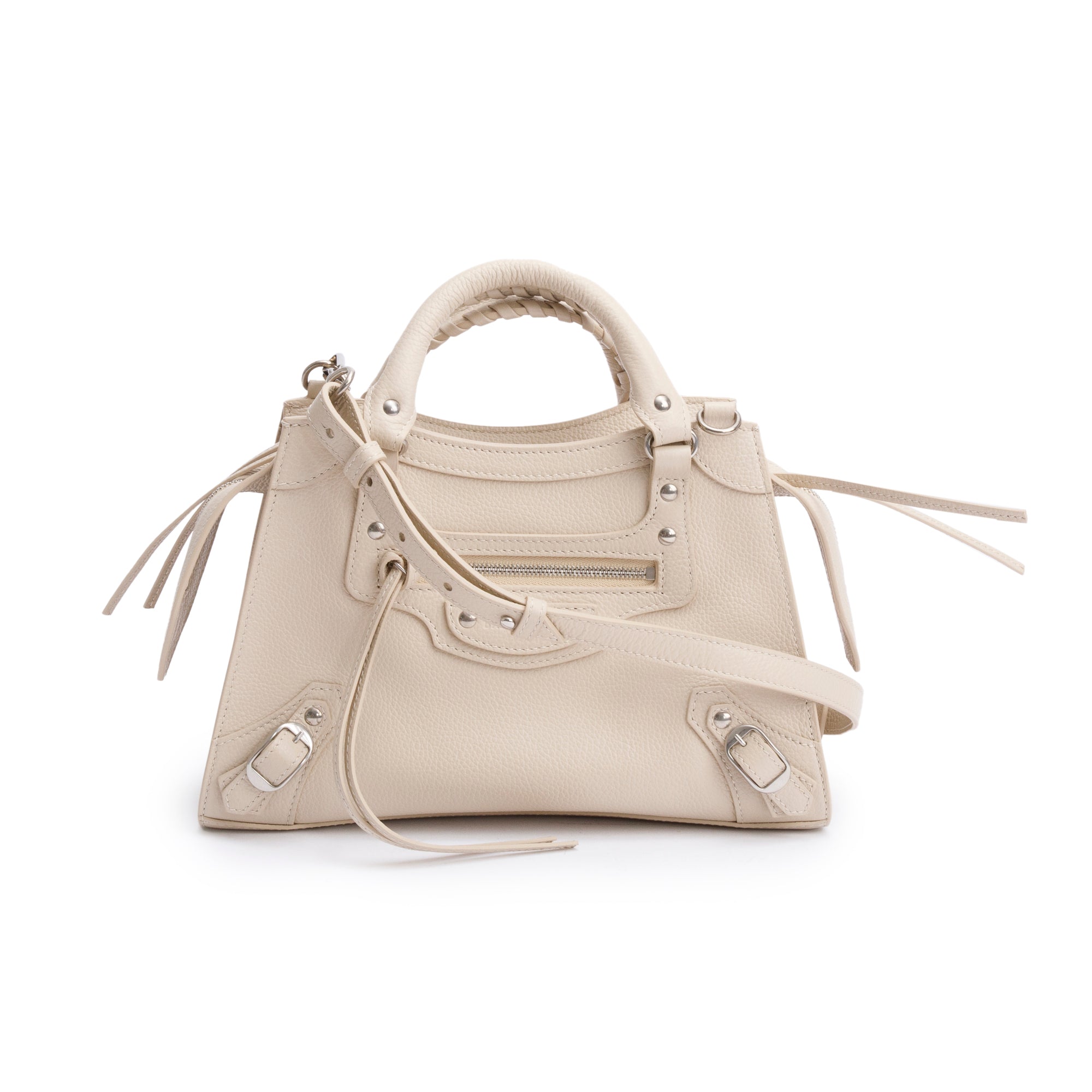 Balenciaga 2022 Beige Calfskin Leather Neo Classic XS City Bag w/ Strap , Receipt & Box