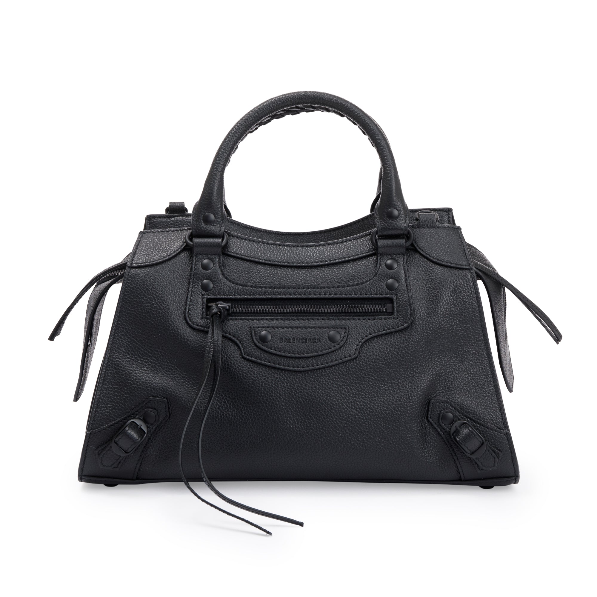 Balenciaga 2022 Black Calfskin Leather Small Neo Classic Top Handle Bag w/ Box & Receipt