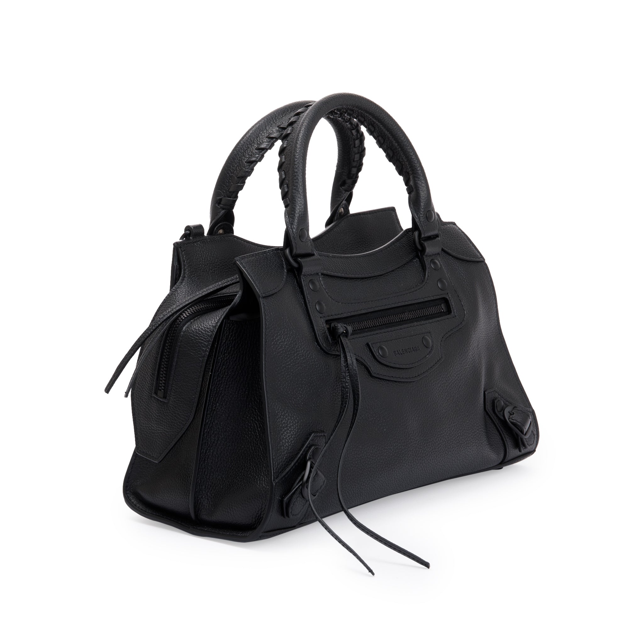 Balenciaga 2022 Black Calfskin Leather Small Neo Classic Top Handle Bag w/ Box & Receipt