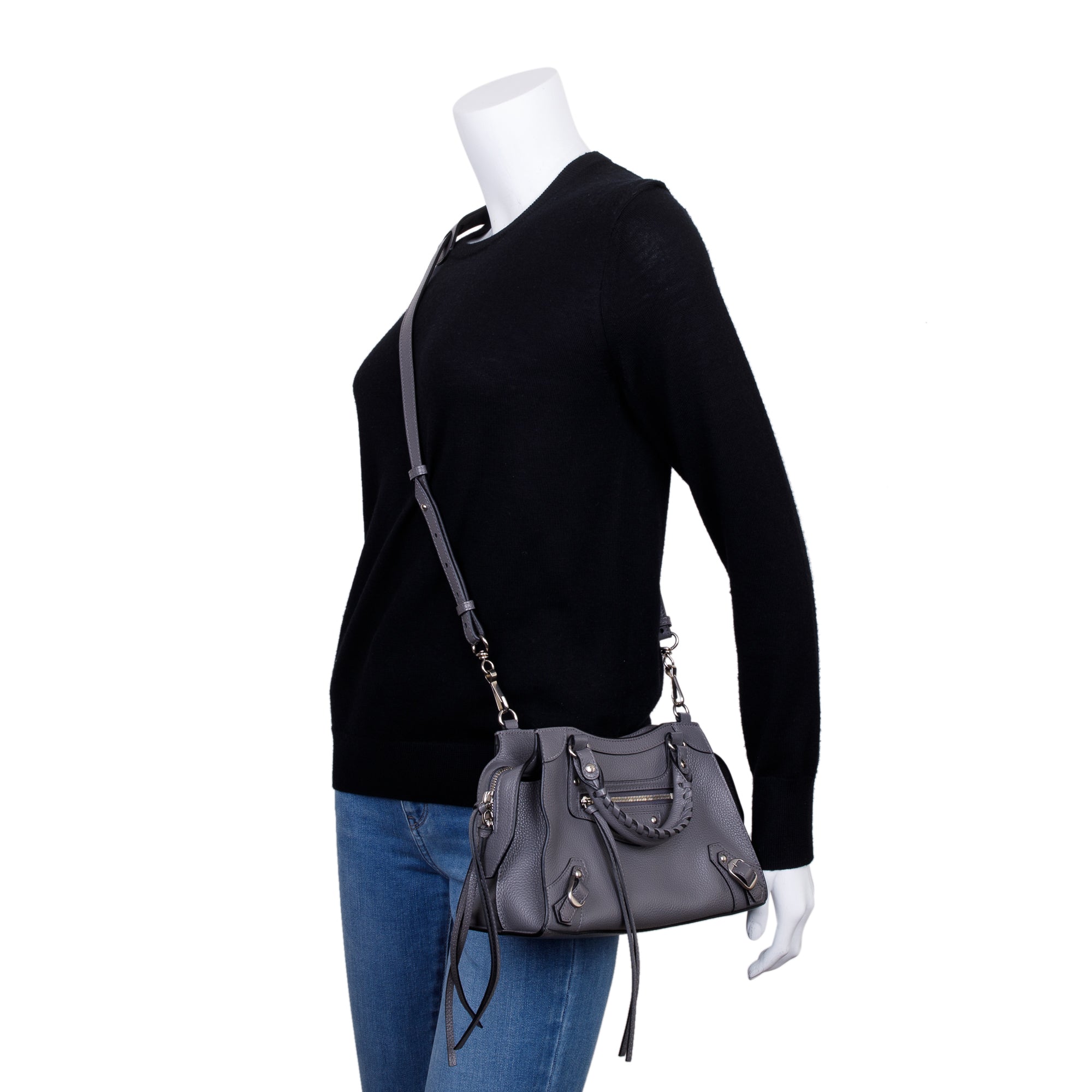 Balenciaga 2022 Grey Calfskin Leather Neo Classic XS City Bag w/ Strap & Receipt